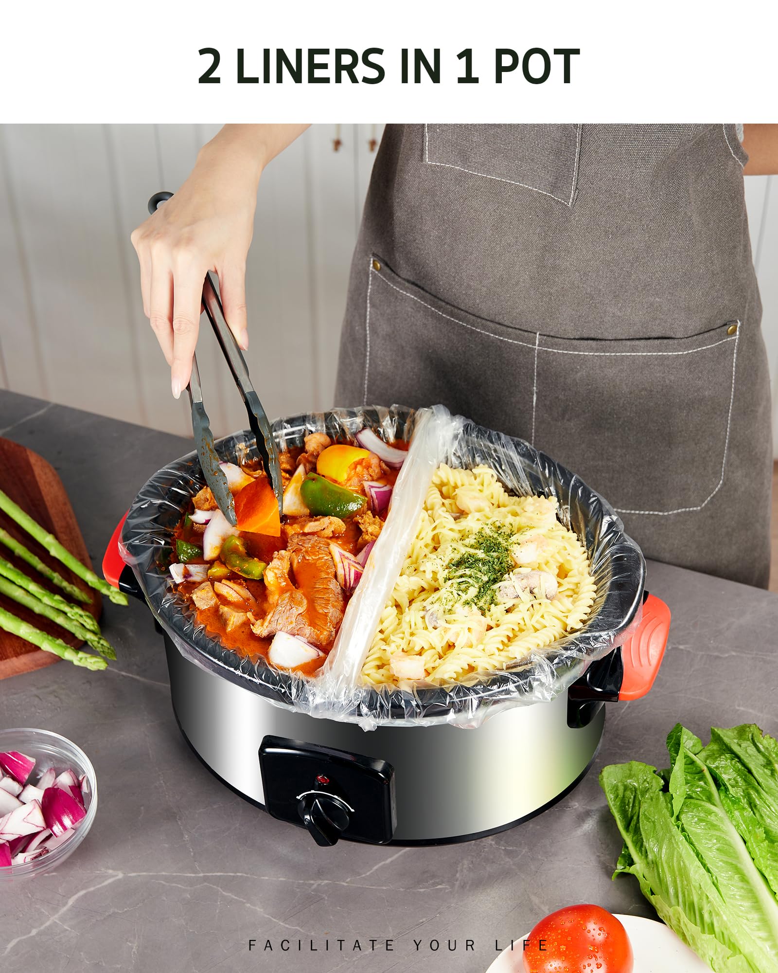 Syntus Slow Cooker Liners, 30 Count Cooking Bags Large Size Disposable Pot Liners Plastic Bags, Fit 3QT to 8QT for Slow Cooker Cooking Trays, 13"x 21", 30 Liners