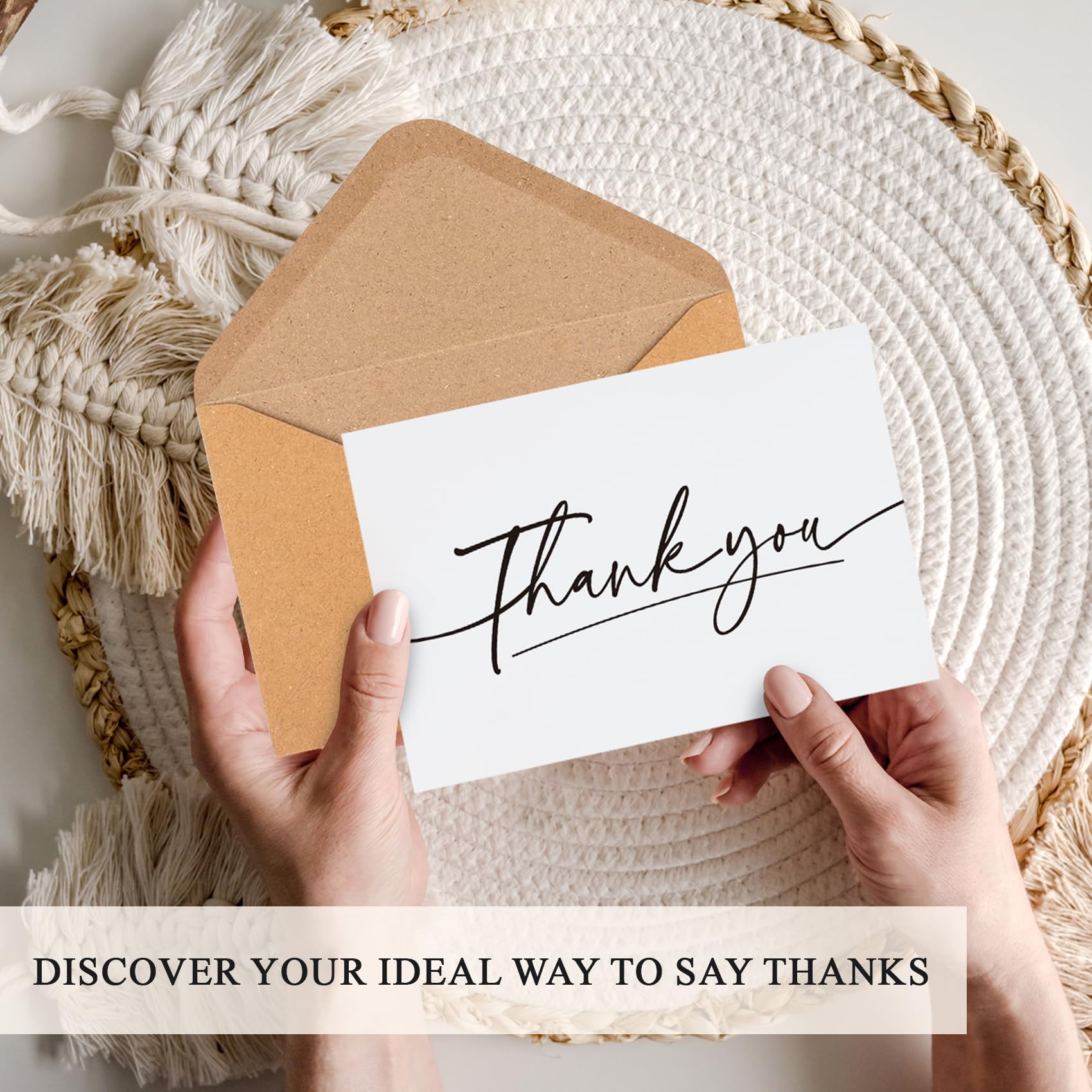 Thank You Cards With Envelopes 24 Pack, 4x6 Inch Thank You Cards Bulk with Elegant Design, Thank You Notes for Small Business, Wedding, Baby Shower, Graduation, Funeral, Bridal Shower - White