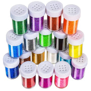 LEOBRO Glitter, 18 Pack Fine Glitter, Craft Glitter Powder Shake Jar, Multi Assorted Set Extra Fine Glitter for Resin Art Crafts Tumbler Scrapbook Jewelry Making, Body Face Hair Glitter, 15g/ Bottle