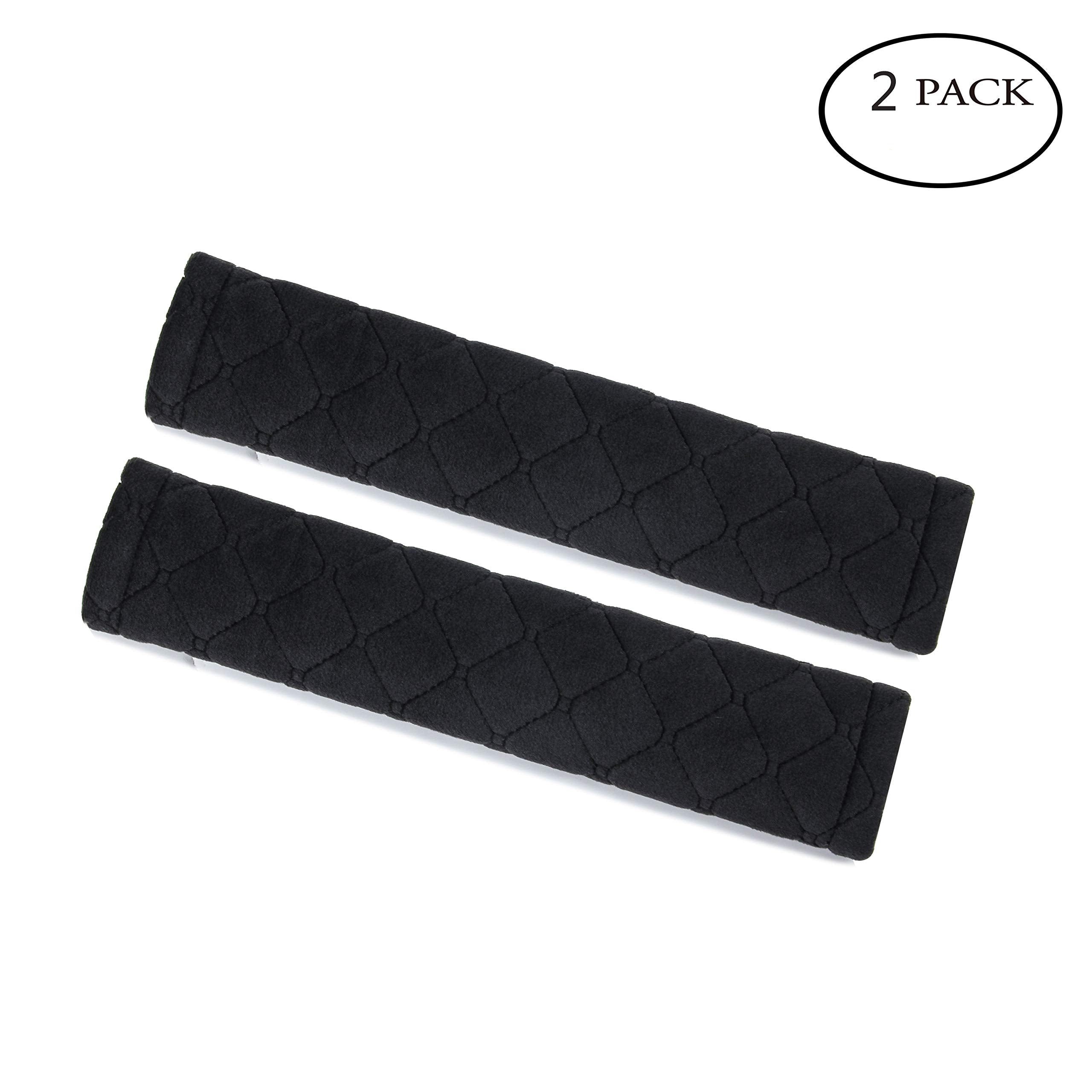 Amooca Soft Auto Seat Belt Cover Seatbelt Shoulder Pad 2 PCS for a More Comfortable Driving Compatible with All Cars and Backpack Black