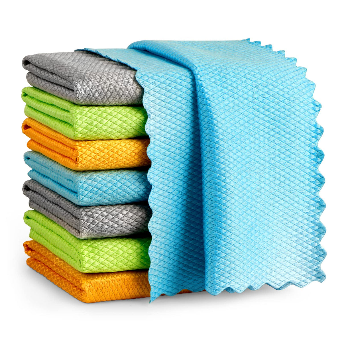AIDEA Microfiber Glass Cleaning Cloth, 8PK, Premium Microfiber Glass and Window Cleaner, Lint Free Quickly Clean Windows, Glasses, Windshields, Mirrors, Stainless Steel, 12"x12"