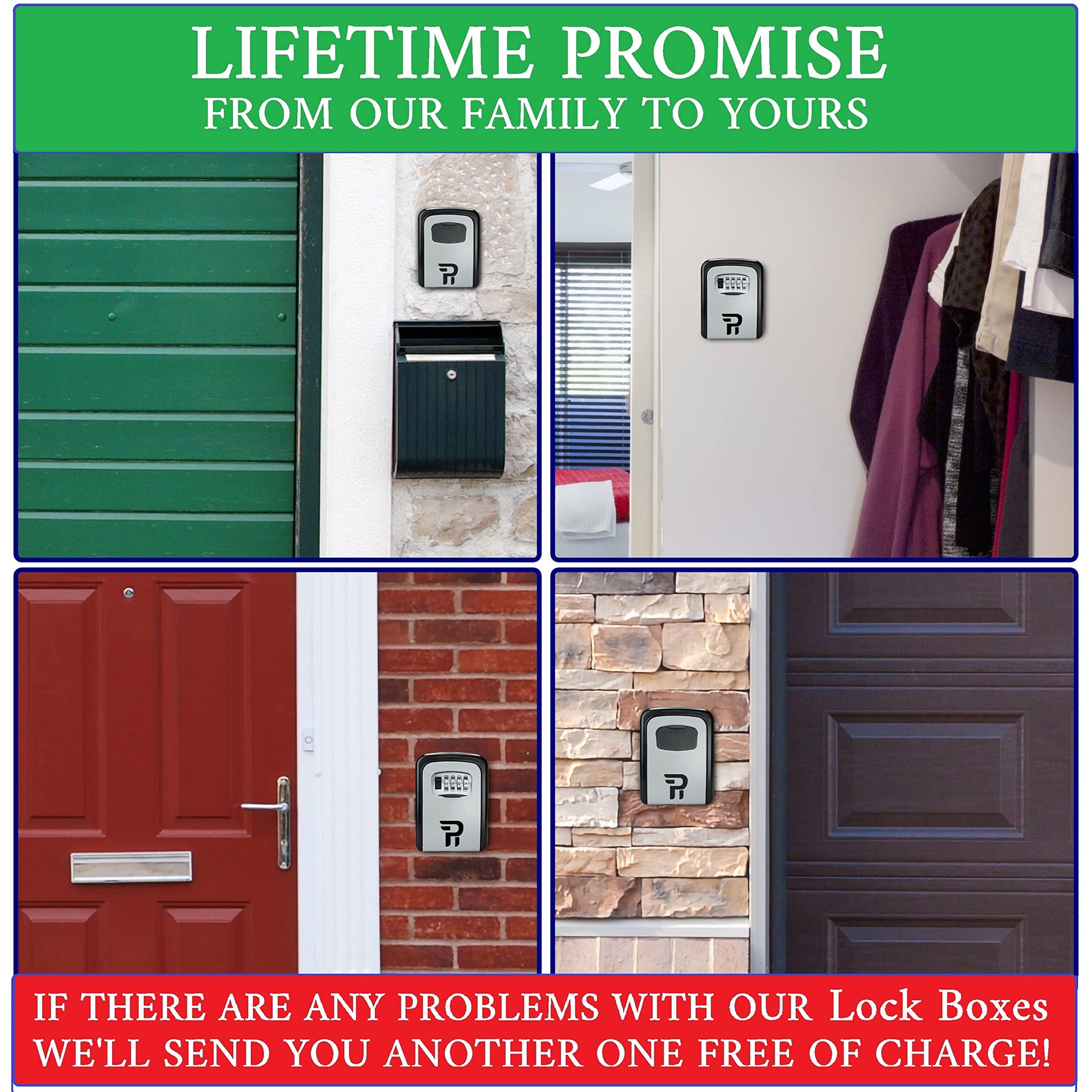 Key Lock Box with Code for Outside - Wall Mount Lockbox for Keys Outdoor - Combination Lock Box to Hide a Key Outside - Key Cabinets