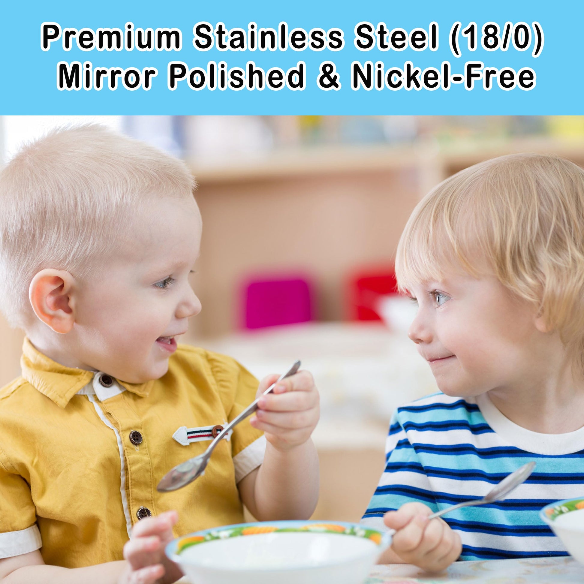 CHILLOUT LIFE Stainless Steel Kids Silverware Set 6 Pieces - Child and Toddler Safe Flatware - Kids Utensil Set - Metal Kids Cutlery Set (Includes 3 Small Kids Spoons & Kids 3 Forks)