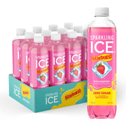 Sparkling Ice STARBURST Strawberry, Zero Sugar Flavored Sparkling Water, with Vitamins and Antioxidants, Low Calorie Beverage, 17 fl oz Bottles (Pack of 12)