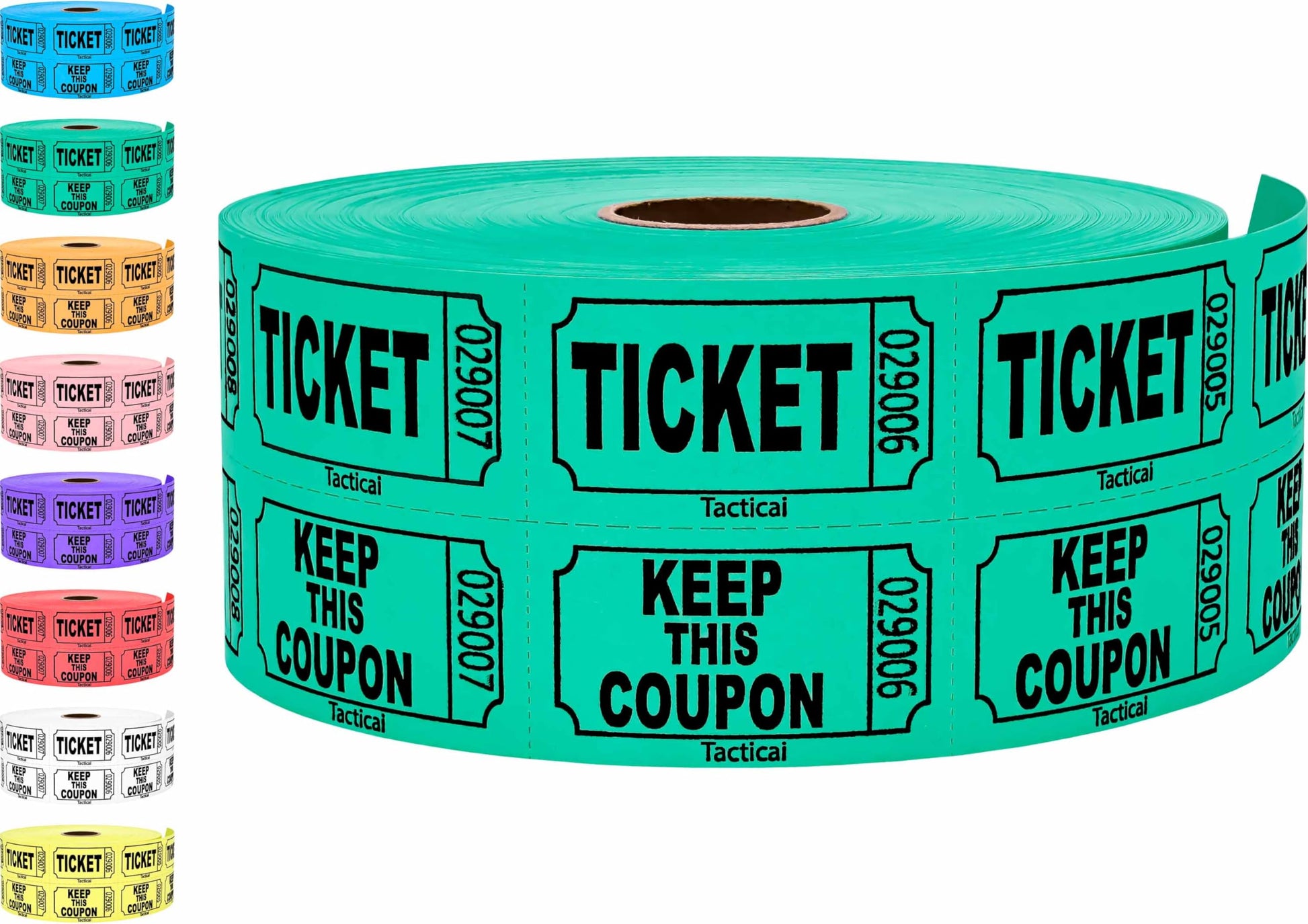 1000 Tacticai Raffle Tickets, Blue (8 Color Selection), Double Roll, Ticket for Events, Entry, Class Reward, Fundraiser & Prizes