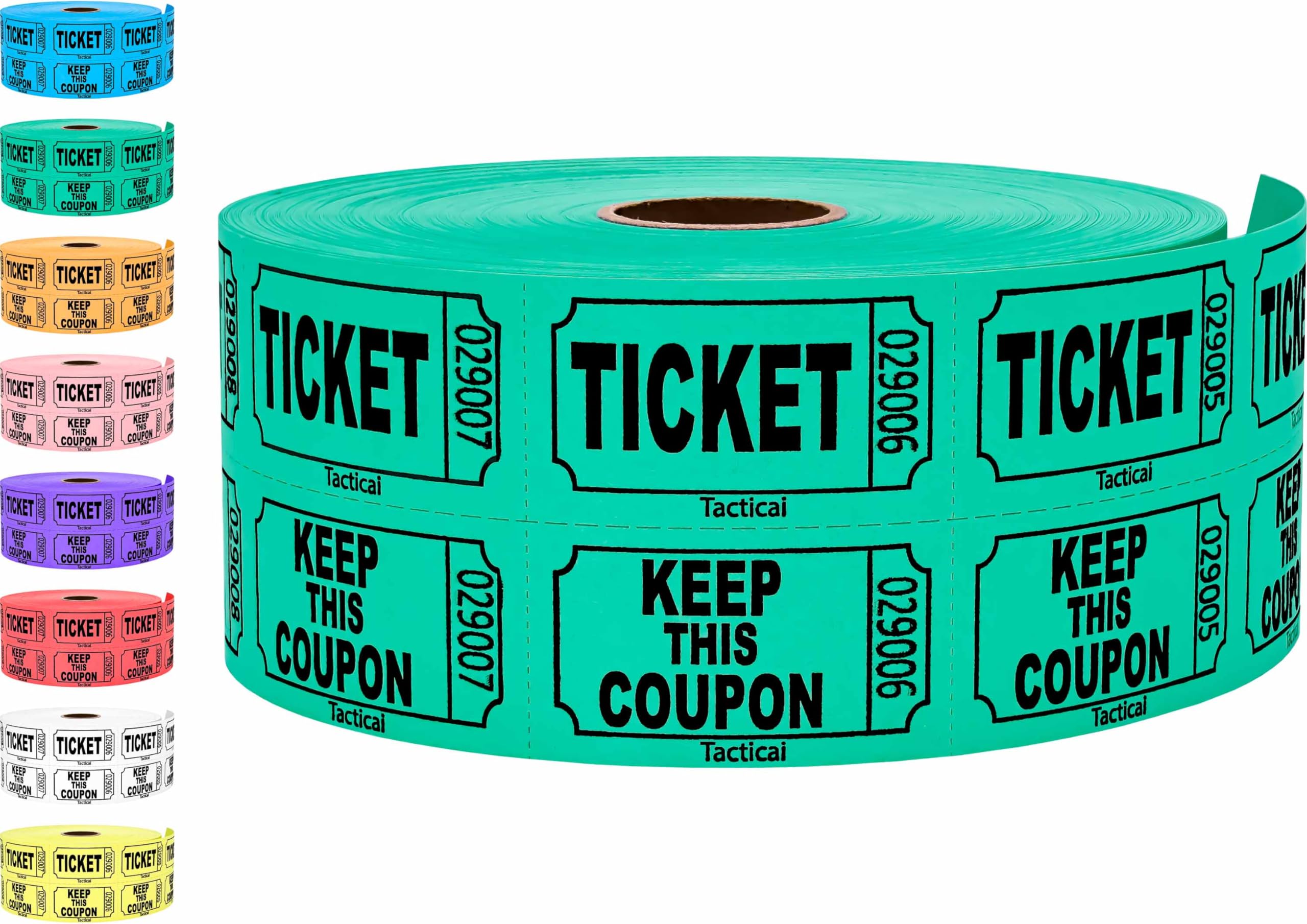 1000 Tacticai Raffle Tickets, Blue (8 Color Selection), Double Roll, Ticket for Events, Entry, Class Reward, Fundraiser & Prizes
