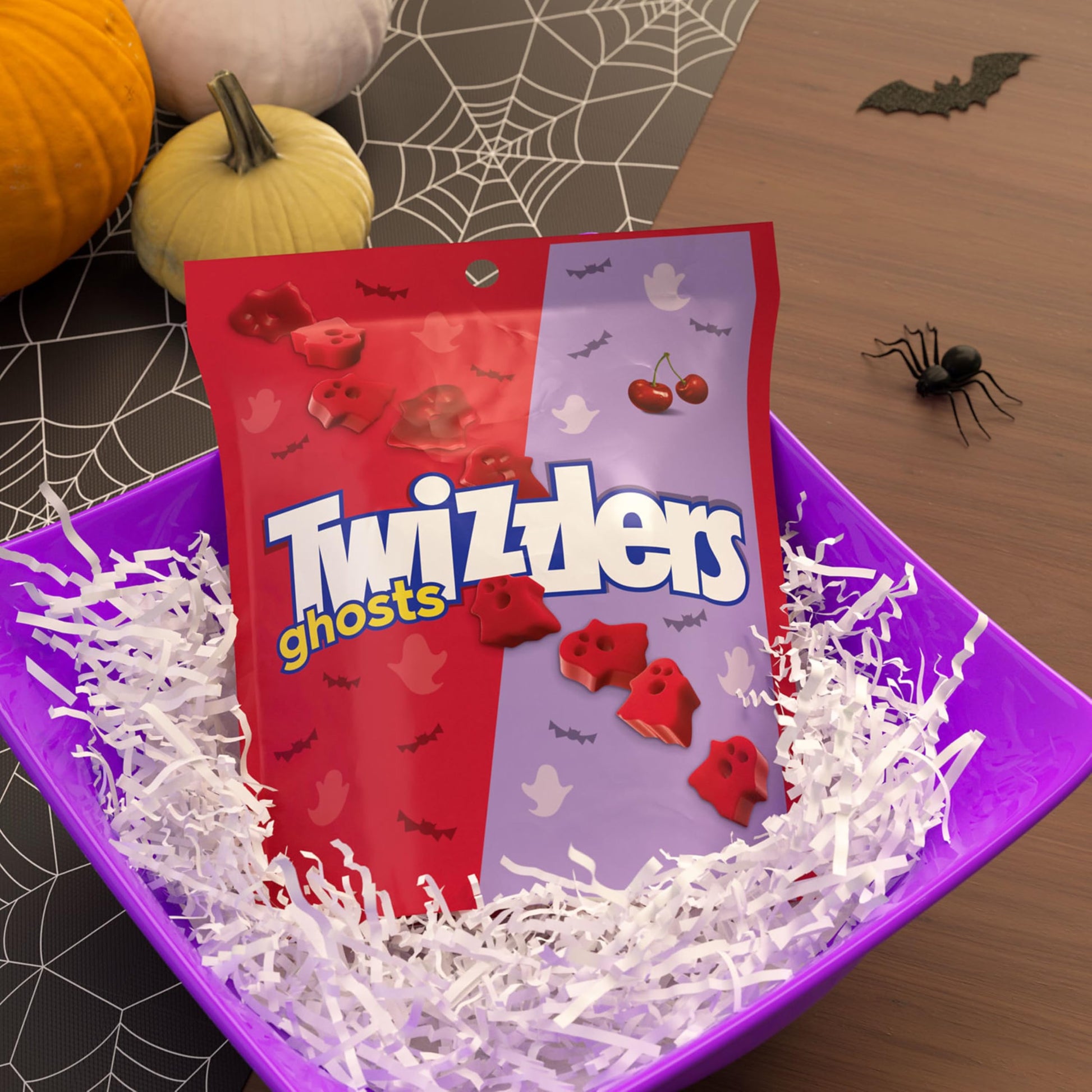 TWIZZLERS Ghosts Cherry Flavored Chewy, Halloween Candy Bag, 7.1 oz