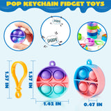 JOYIN Square Pop Fidget Keychain Mini Fidget Toys Bulk 30 Pack Party Favors for Kids 4-8,8-12 Years Kids, Goodie Bag Stuffers Fidgets for Classroom Prizes Sensory Fidget Toy Packs