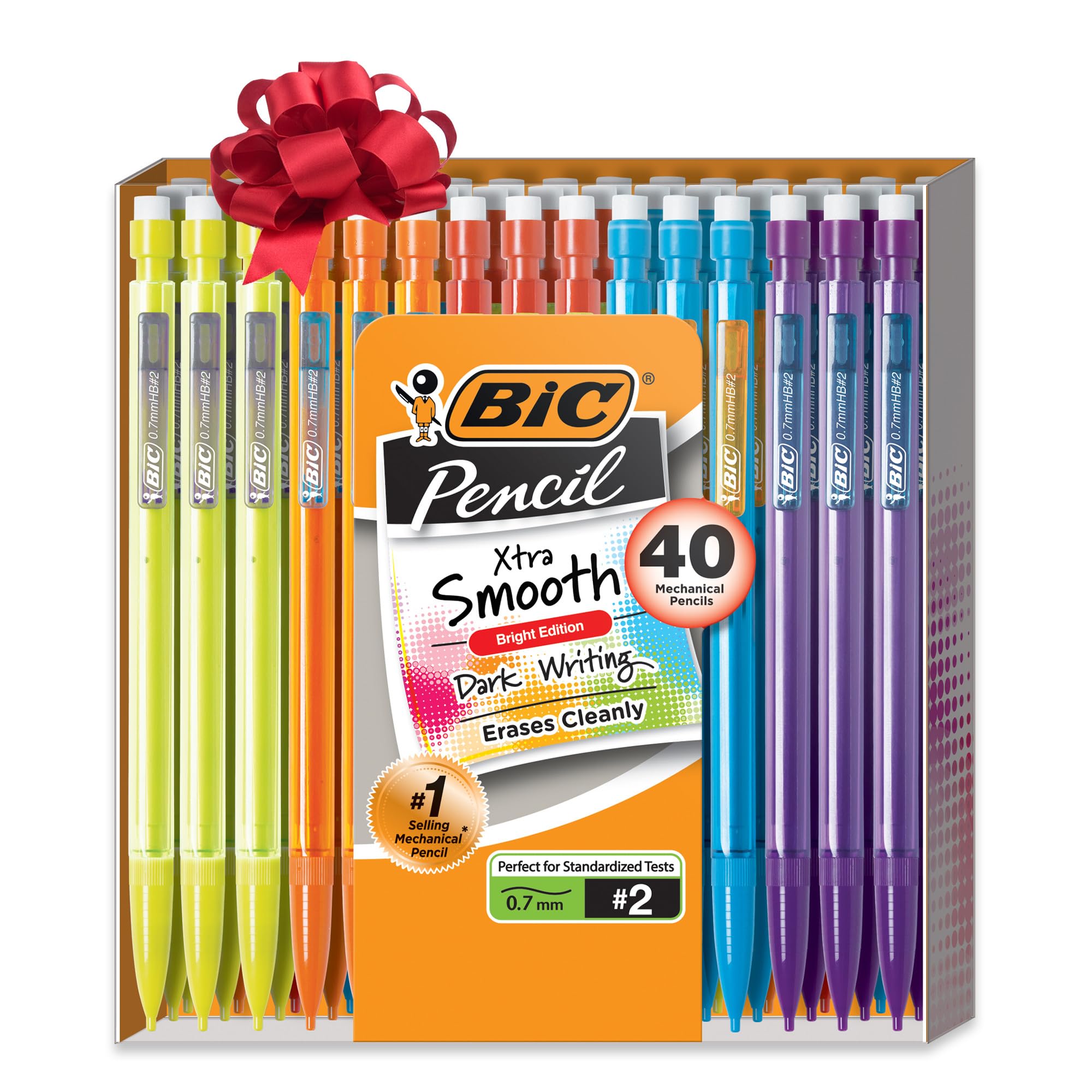 BIC Xtra Smooth Mechanical Pencils with Erasers, Medium Point (0.7mm), Perfect for Everyday Writing, Erases Cleanly, Writes Smooth & Dark, 40-Count Gift Set