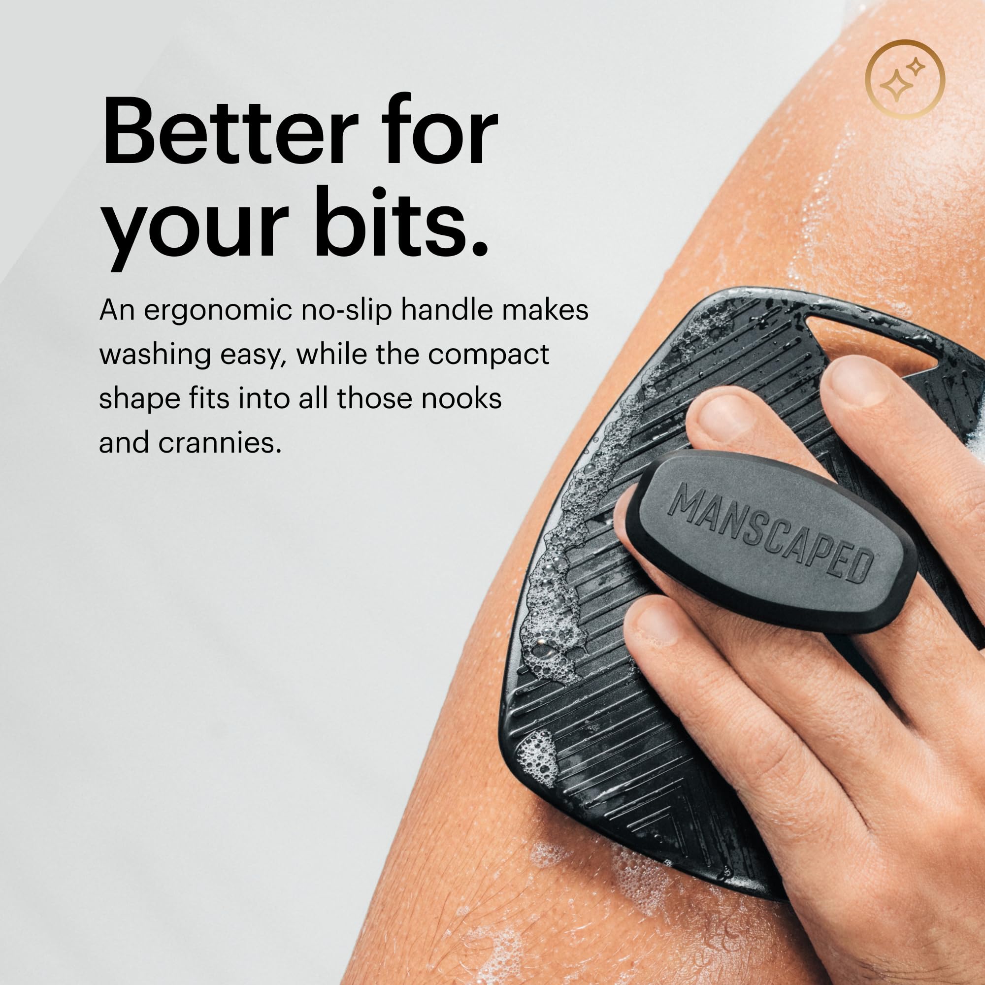 MANSCAPED® The Body Buffer Premium Silicone Scrubber for Nourishing, Cleaning & Exfoliating Your Skin - Lather Boosting Bristles with Ergonomic No-Slip Handle, Long-Lasting & Easy to Clean (1-Pack)