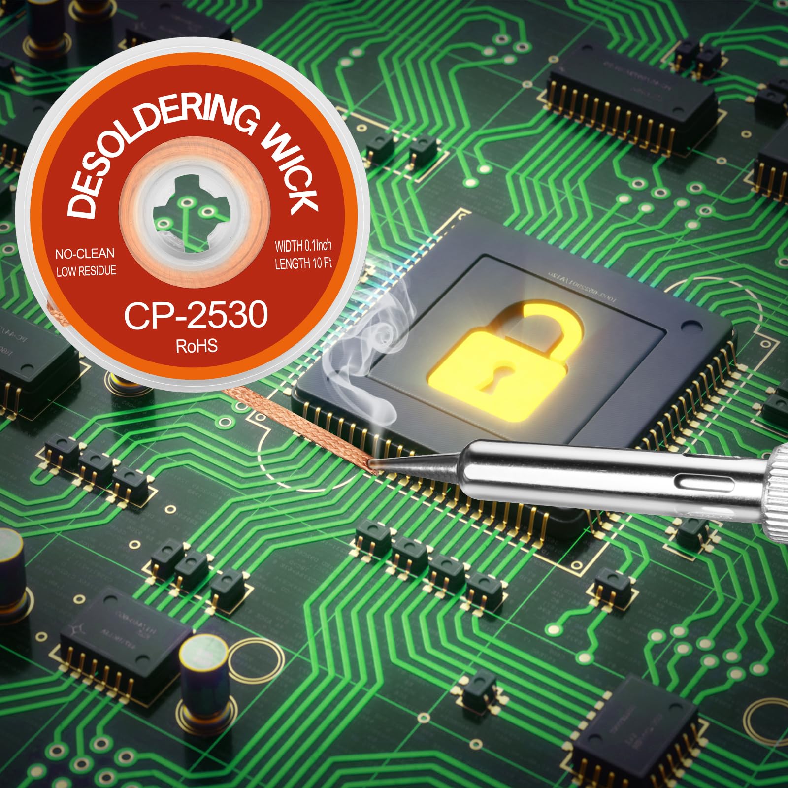 JoTownCand 3PCS Premium Desoldering Wick - 3 Sizes Solder Wick Braid (0.08", 0.1", 0.12" x 10FT) | No Clean Desoldering Braid & Solder Remover | Effortlessly Desolder Wick for PCB Repair & Electronics