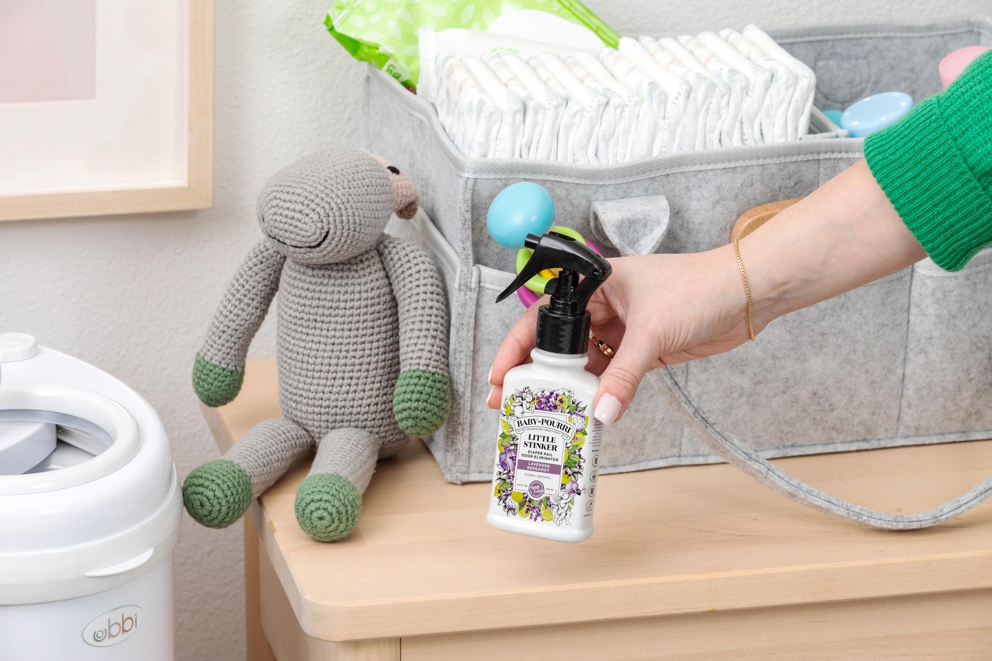 Baby-Pourri Little Stinker Diaper Pail Deodorizer Spray, 3.4 Fl Oz, Up to 150 Uses, Odor Freshener with Essential Oils, Nursery Essentials, Lavender, Bergamot, Eucalyptus & Vanilla Scent