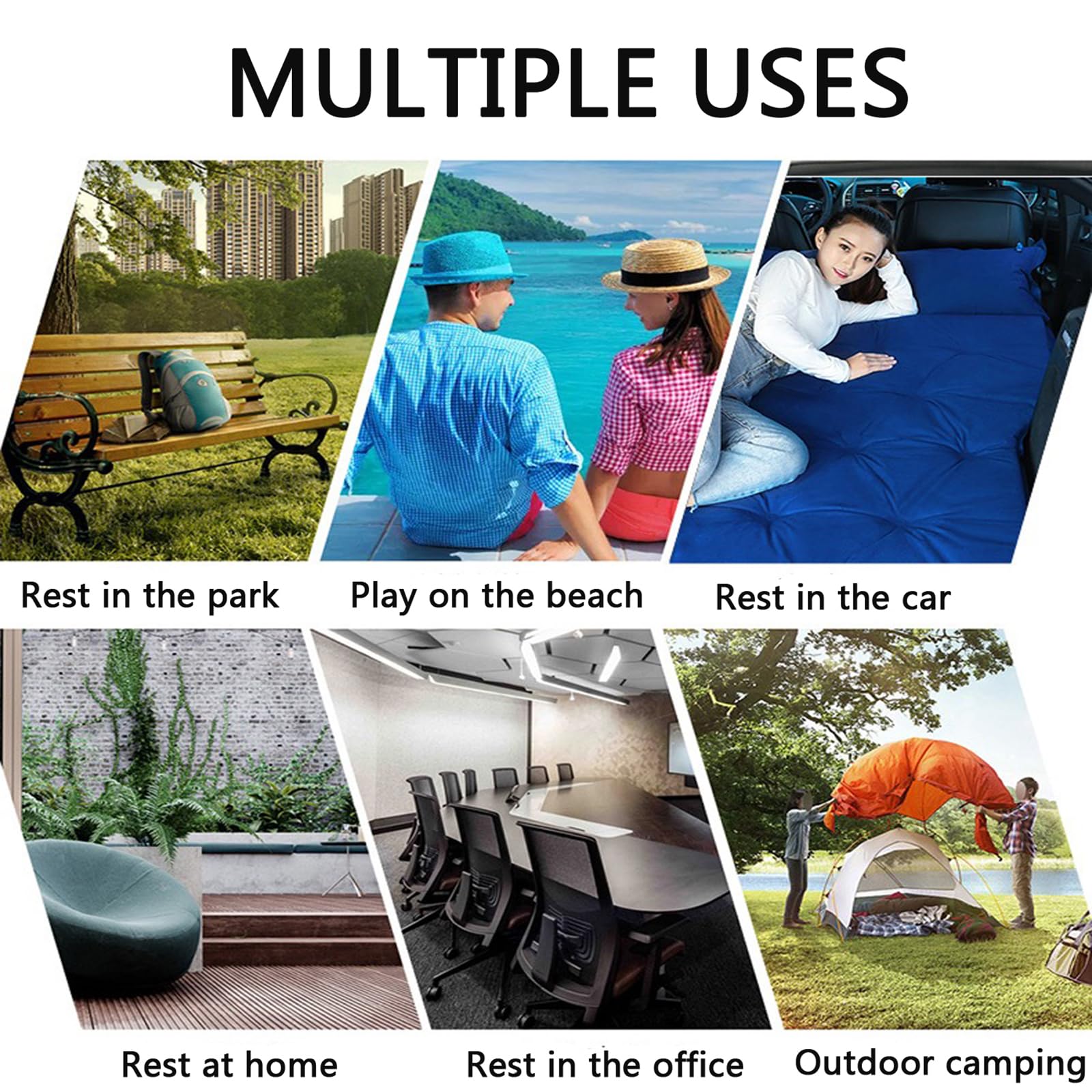 Onirii Inflatable Car Air Mattress Back Seat Bed with Air Pump,55 "x 35" Portable Thickened Car Travel Camping Sleeping Air Mattress Blow Up Bed for Car Universal SUV