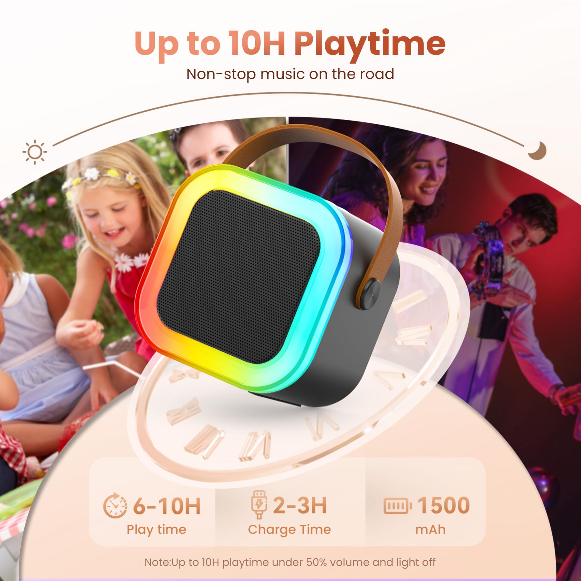 Karaoke Machine for Kids Adults, Portable Bluetooth Mini Karaoke Microphone Singing Speaker with 2 Wireless Mic and Light, for All Smartphones,Birthday, Family,Home Party (Black)