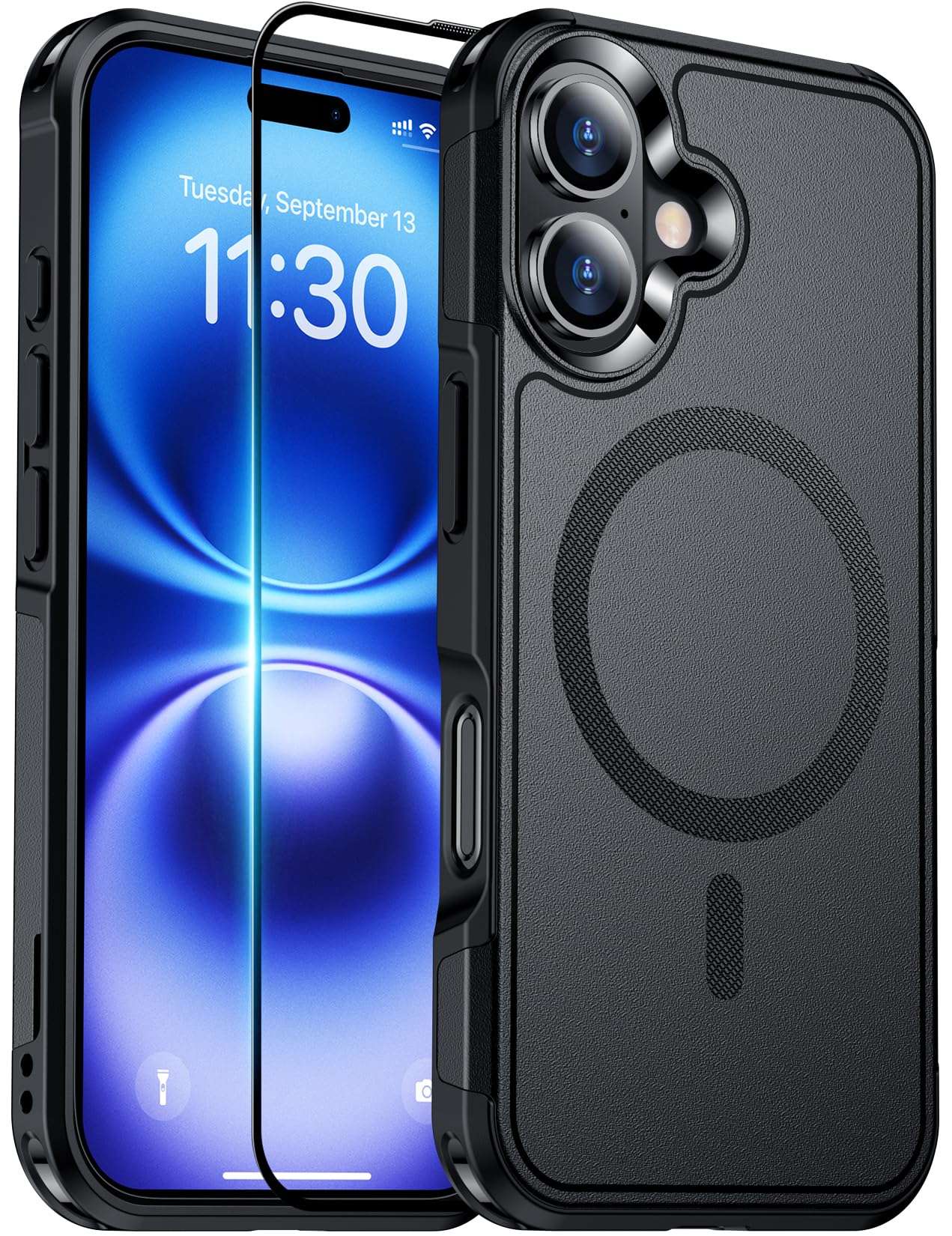 Temdan Designed for iPhone 16 Case Magnetic,[Compatible with Magsafe][Military Grade Drop Protection] Dropproof Heavy Duty Tough Rugged Shockproof Phone Case for iPhone 16 (6.1")-Black