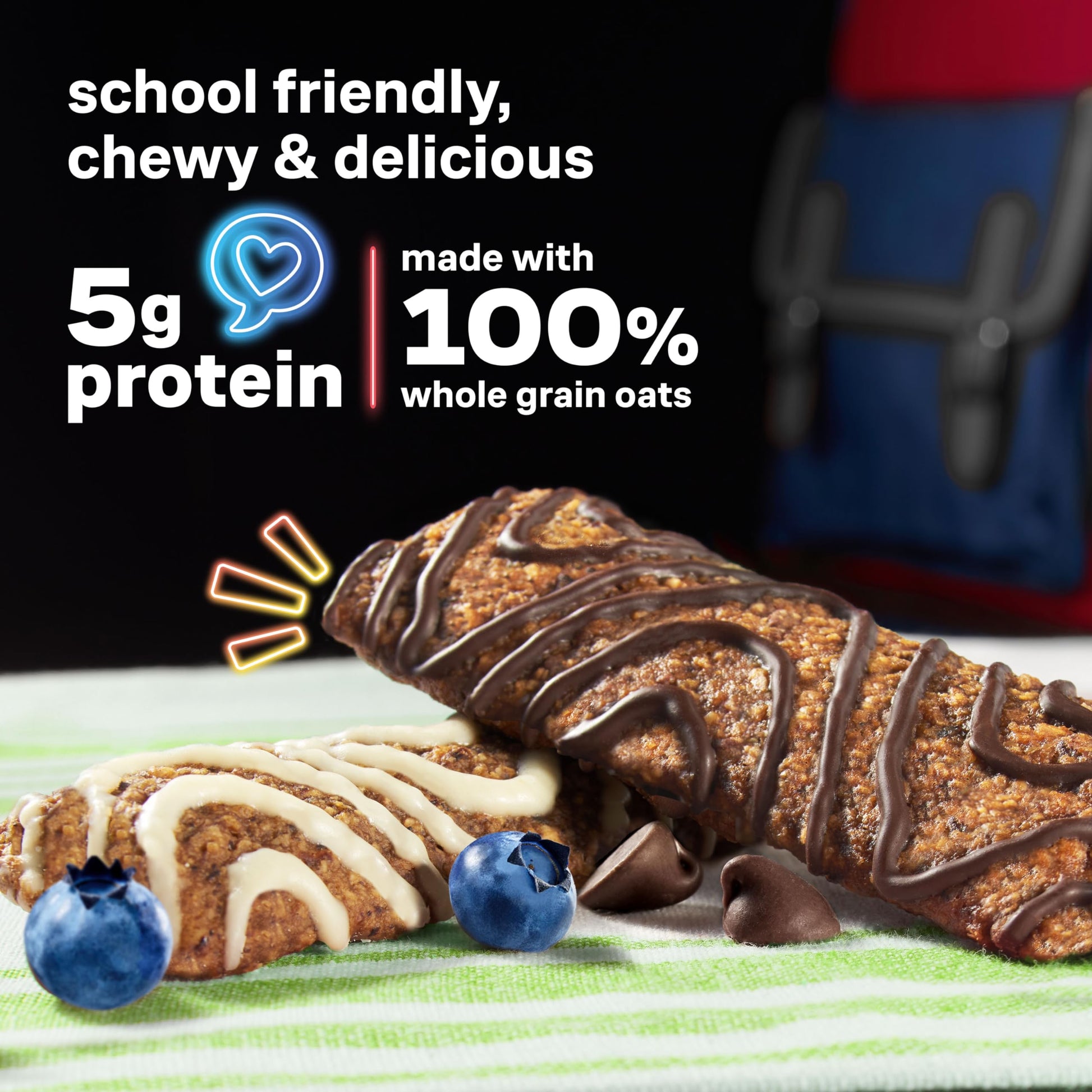 KIND Kids School Friendly Blueberry Muffin and Chocolate Chip Oat Bars Variety Pack, Tree Nut and Peanut Free, Gluten Free, Made With Whole Grain Oats, 5g Protein, 10 Count