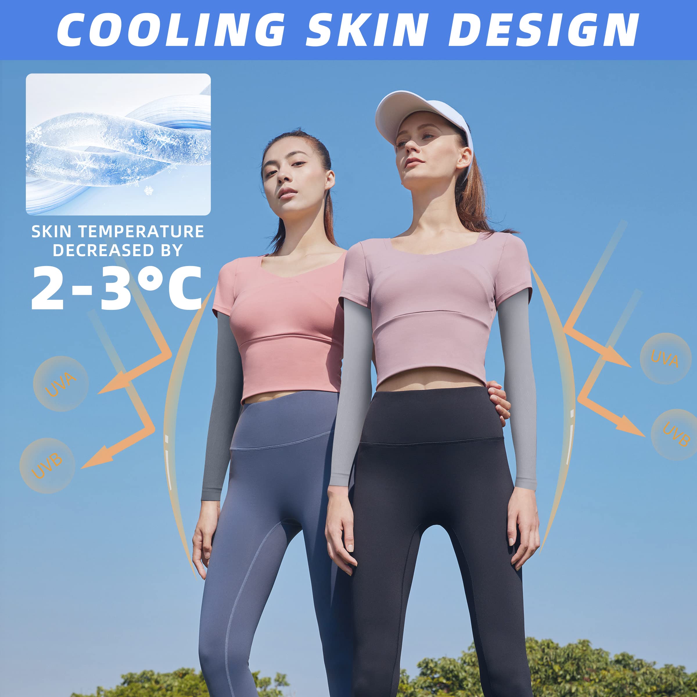 BHYTAKI 6 Pairs UV Sun Protection Arm Sleeves, UPF 50 Sports Cooling Arm Compression Sleeves for Men Women Teenager