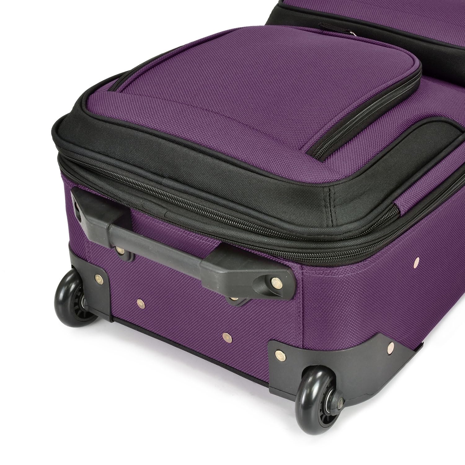 U.S. Traveler Lightweight Rolling 20" Carry On Luggage Softside Suitcase, Purple, 2 Wheel Single