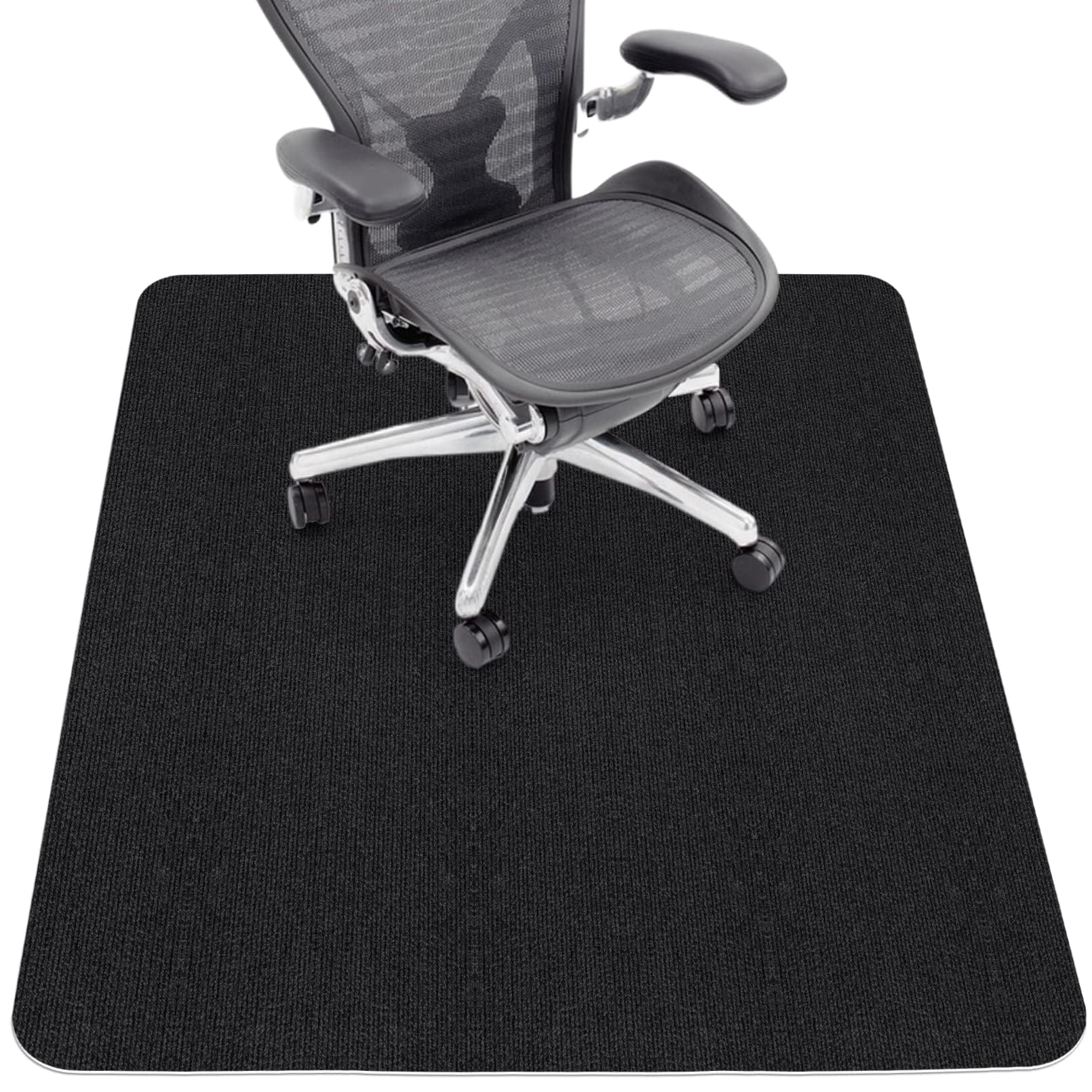 Sycoodeal Office Chair Mat for Hardwood Floor,Office Computer Gaming Chair Mat for Tile Floor,Large Floor Protector Rug,Anti-Slip,Easy to Clean,Pure Black(48"x36")