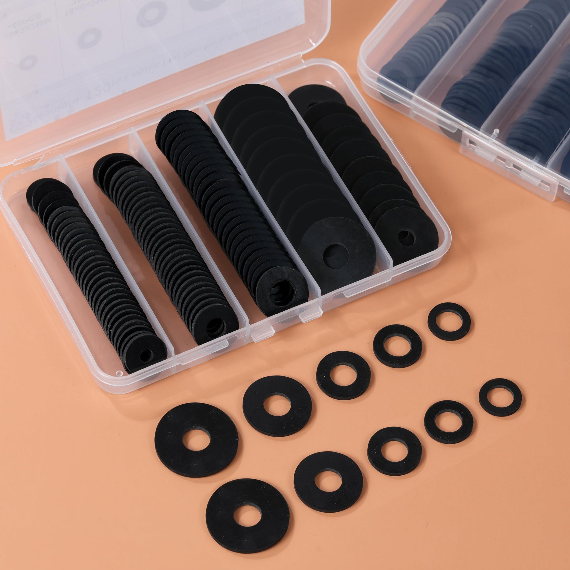 120Pcs Flat Rubber Washers Assortment Kit,16/18/20/25/30mm Black Washer,Vibration Absorbing Pads Sealing Rubber Washers for Faucets Garden Bolts Screws Hose Plumbing Shower Head- 5 Sizes