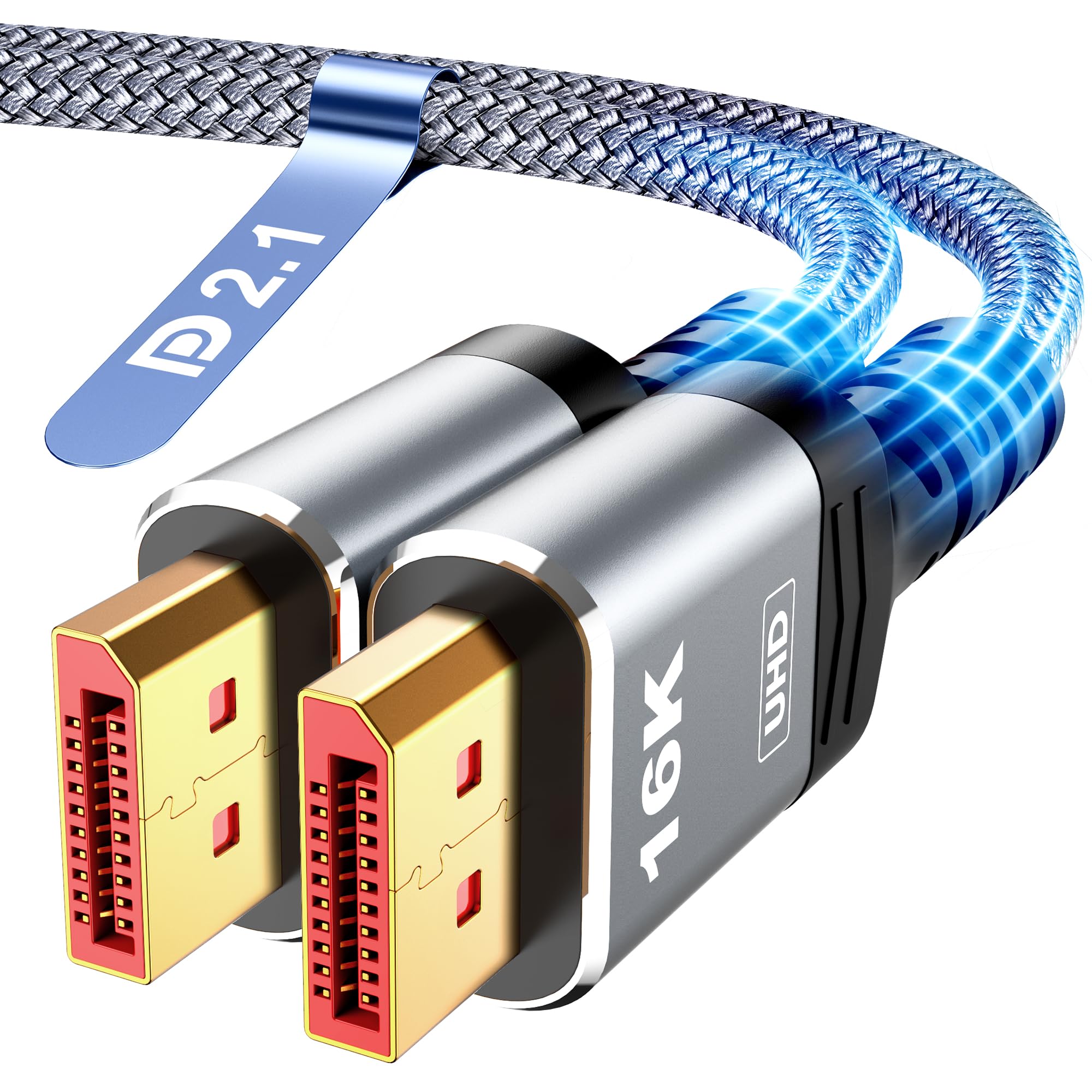 Highwings 16K Displayport Cable 2.1, DP 2.1 Cable 6FT [16K@60Hz, 8K@120Hz, 4K@240Hz 165Hz 144Hz] Support 80Gbps, HDCP DSC 1.2a, HDR10 FreeSync G-Sync for 3090 Graphics PC