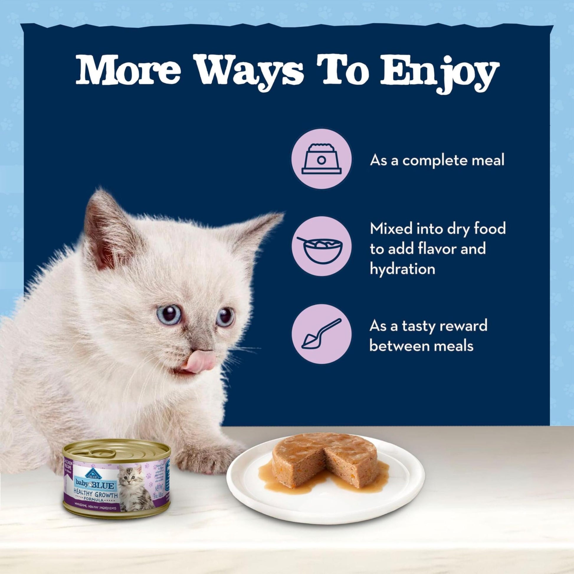 Blue Buffalo Baby BLUE Natural Kitten Wet Cat Food, Healthy Growth Formula with DHA, Chicken Recipe Multi-Pack, 3-oz. Cans (24 Count)