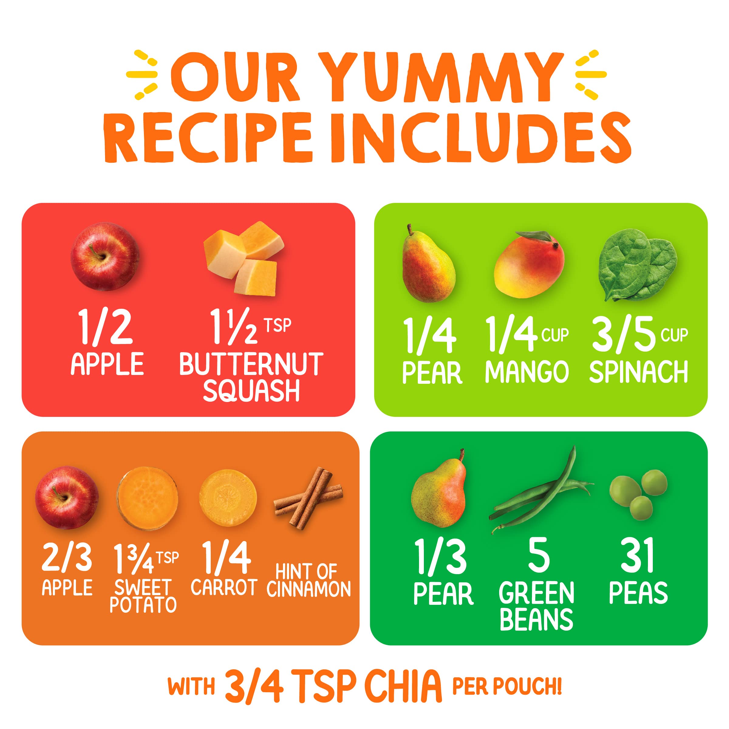 Happy Tot Organics Stage 4 Baby Food Pouches, Gluten Free, Vegan Snack, SuperFoods Fruit & Veggie Puree & Chia Variety Pack, 4.22 Ounce (Pack of 16), Amazon Exclusive