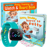 Potty Training Watch & Board Book for Kids – A Water Resistant Potty Reminder Device for Boys & Girls - Train Your Toddler with Fun Musical or Vibration Reminders and Printed Board Book (Turquoise)