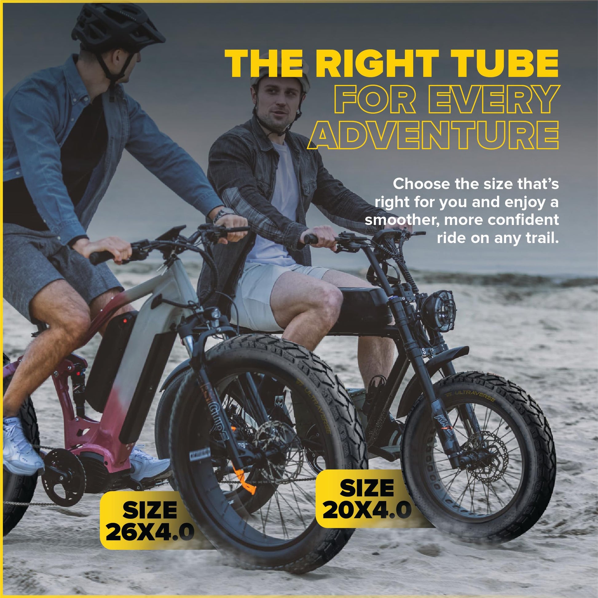Ultraverse 20 x 4.0 Inner Tube Set with Schrader Valve - Ideal for Mountain Bikes & E-Bikes with 20-Inch Fat Tires - Durable & Reliable Performance- 2 Pack with Tyre Levers