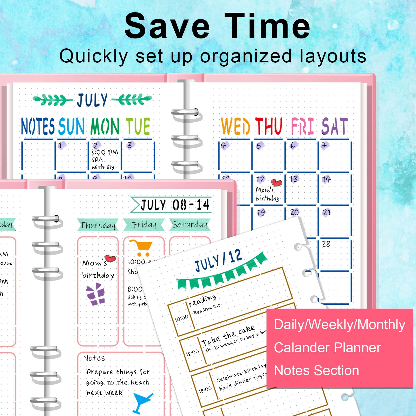 ALODNY 16 Pcs Journal Stencils Set - Time Saving Bullet Journaling Supplies/Accessories Kit -Ultimate Productivity Planner Stencil for Bullet Journal Stencils A5 Dotted Journals