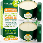 2 Mosquito Candles for Outside. Citronella Candles Outdoor Large. DEET Free with 5 Natural Essential Oils. Insect Fly Bug Candle Repellent Outdoor. Mosquito Repellent Candle Indoor Home Patio Camping
