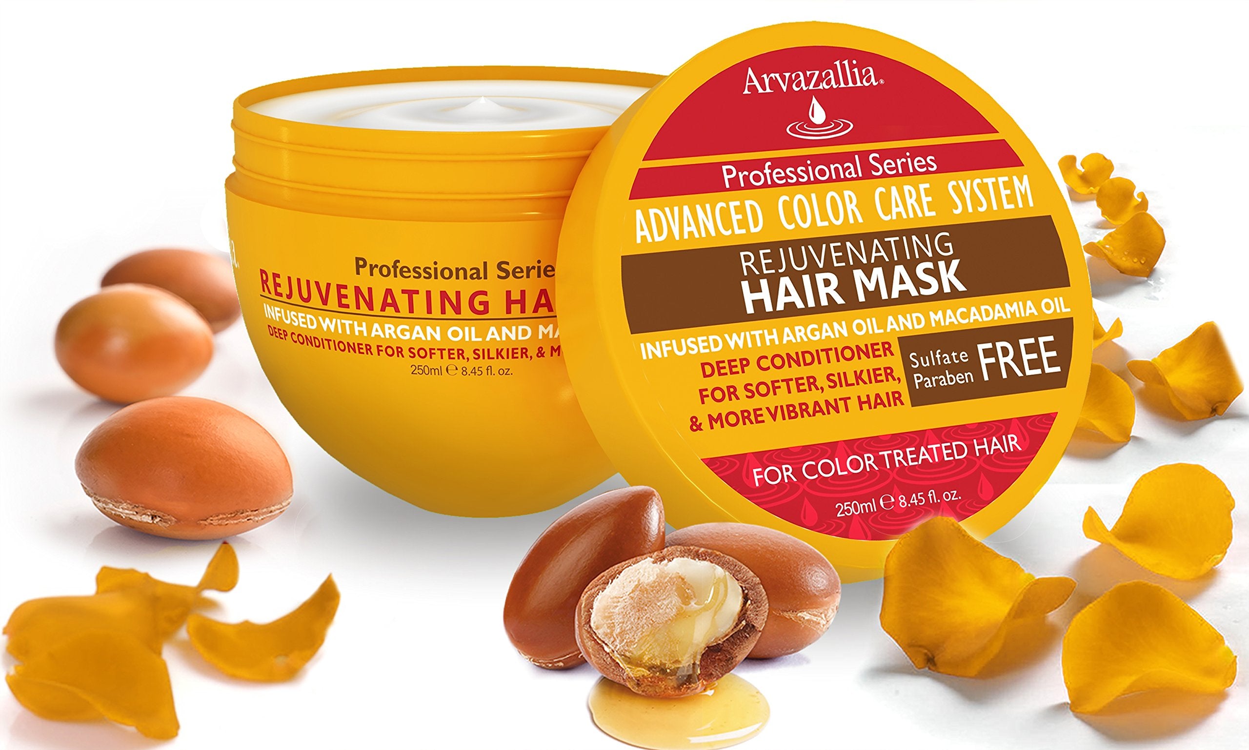 Arvazallia Rejuvenating Hair Mask and Deep Conditioner For Color Treated Hair with Argan Oil and Macadamia Oil Sulfate Free & Paraben Free