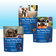N-Bone Puppy Teething Rings 6 Count Bag Variety Pack, Chicken & Pumpkin & Blueberry BBQ Flavor, Total 3 Bags, 21.6-oz, 18 Rings