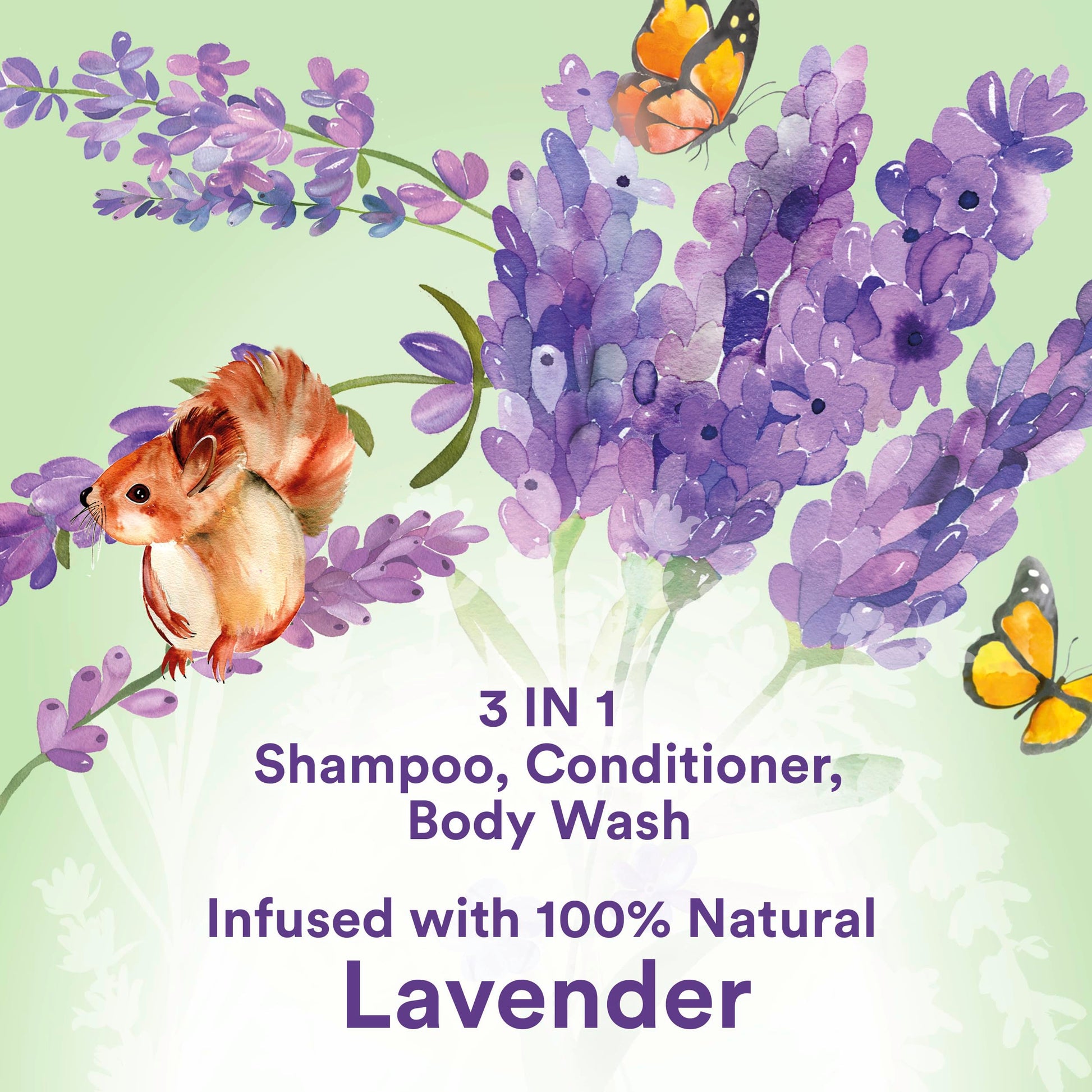 Suave Kids Natural Lavender Oil 3-in-1 Tear Free, Body Wash, Shampoo and Conditioners, No Sulfates, No Parabens, No Silicones, No Dyes, 16.5 Oz Pack of 4