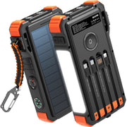 BLAVOR Solar Charger Power Bank 20000mAh Built in 4 Cables, 20W Fast Charging External Battery Pack with USB C, Camping Light, Flashlight, Carabiner for Cell Phones, Portable Charger for Apple Watch