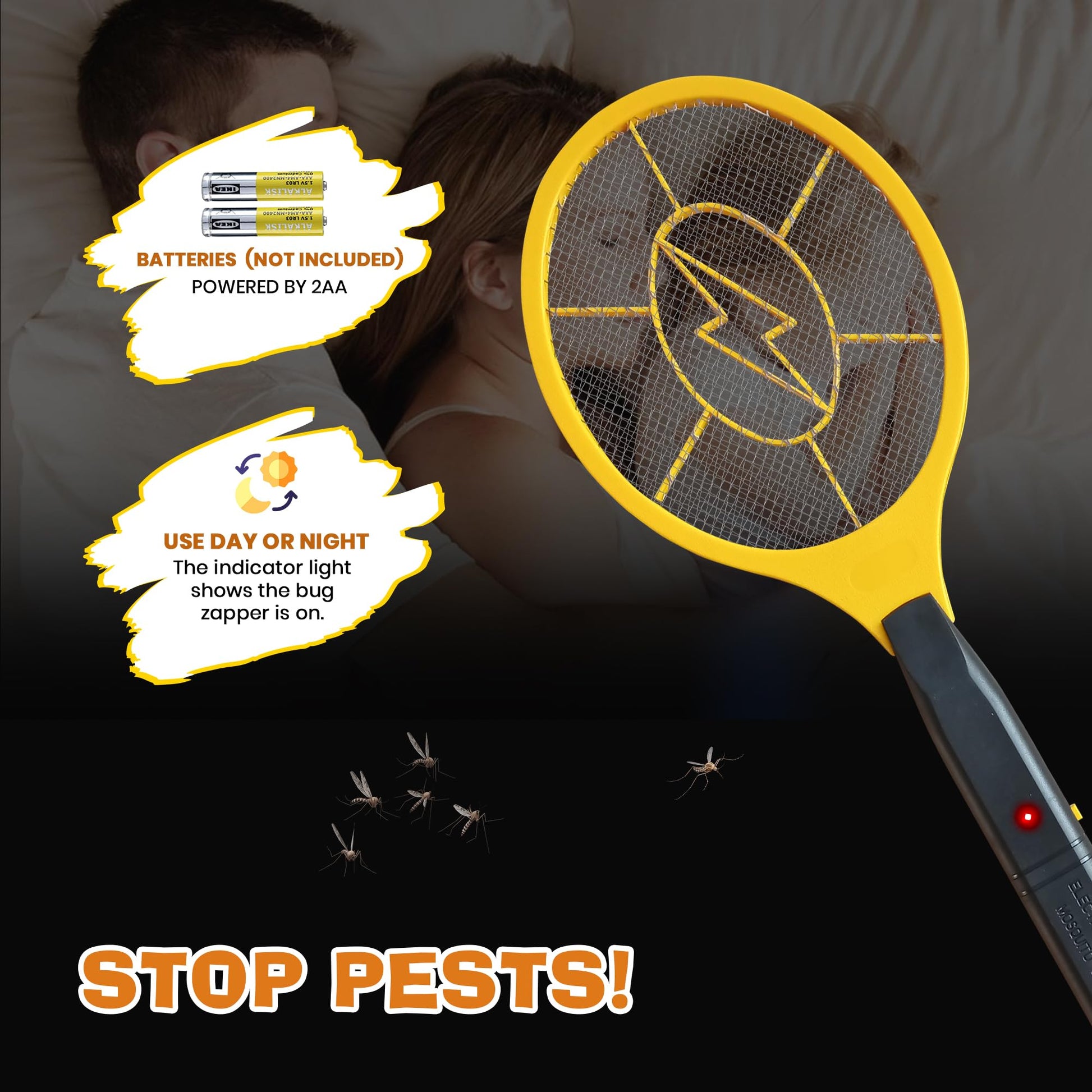 DEVOGUE® Electric Fly Swatter Bug Zapper Battery Operated Flies Killer Indoor & Outdoor Pest Control Mosquito Zapper and Insect Catcher Racket