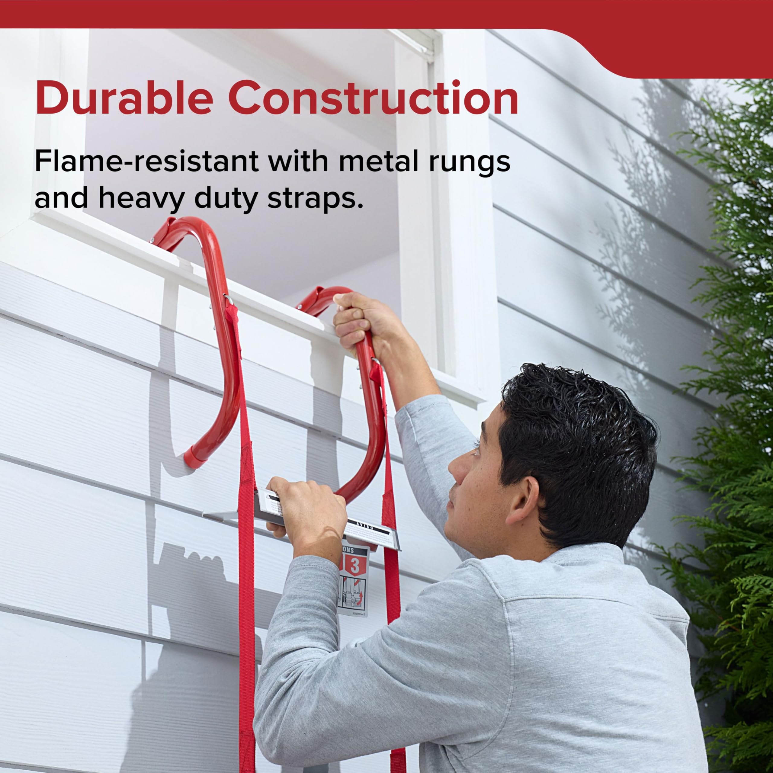 Kidde Fire Escape Ladder, 2-Story Rope Ladder, Extends to 13-Feet, Anti-Slip Rungs