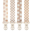 Stadela Baby Pacifier Clip Holder - Girl or Boy Unisex 4 Pack Gift Set - Retro Checker and Smiley Faces Design