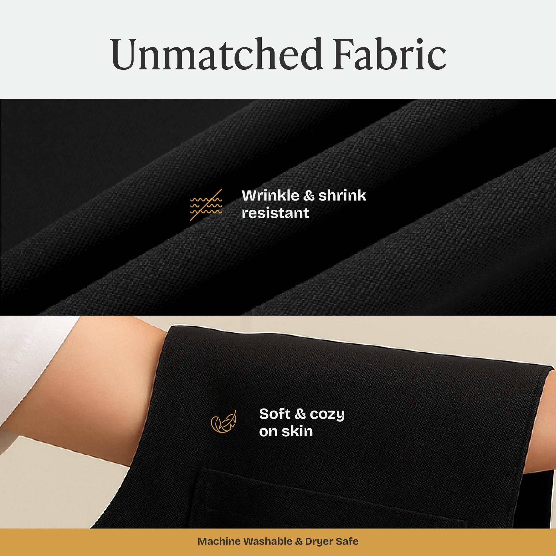 Will Well Chef Apron for Men and Women - 33" x 27" Large with 38" Waist Ties for a Comfy and Snug Fit, Durable and Lightweight, with 2 Spacious Pockets for Your Cooking Essentials - 1-Pack, Black