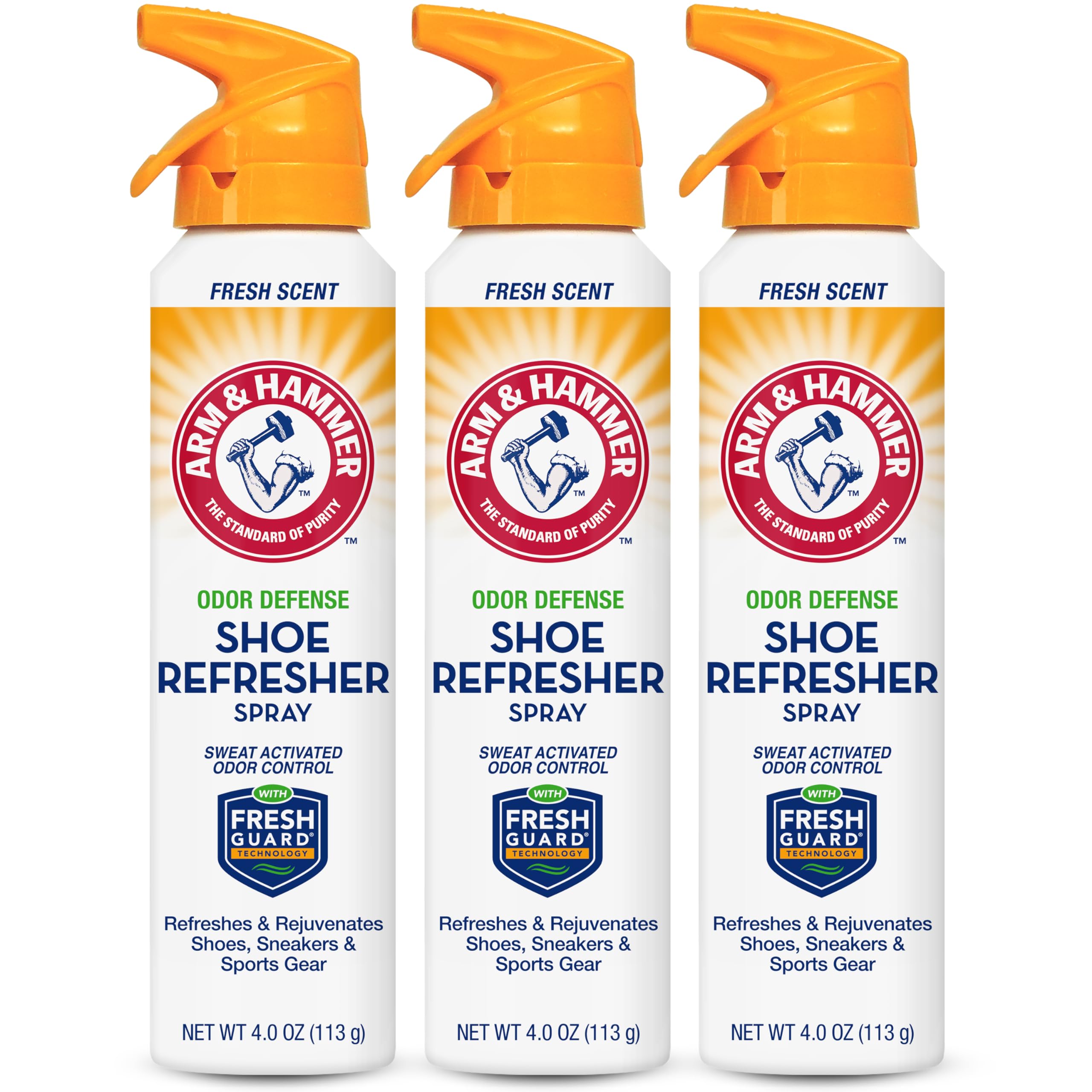 Arm and Hammer Shoe Refresher Spray, Multi-Purpose Odor Remover for All Types of Footwear, Shoe Deodorizer Spray, Shoe Odor Eliminator, Shoe Spray, Shoe Smell Eliminator, 4 oz (3 Pack)