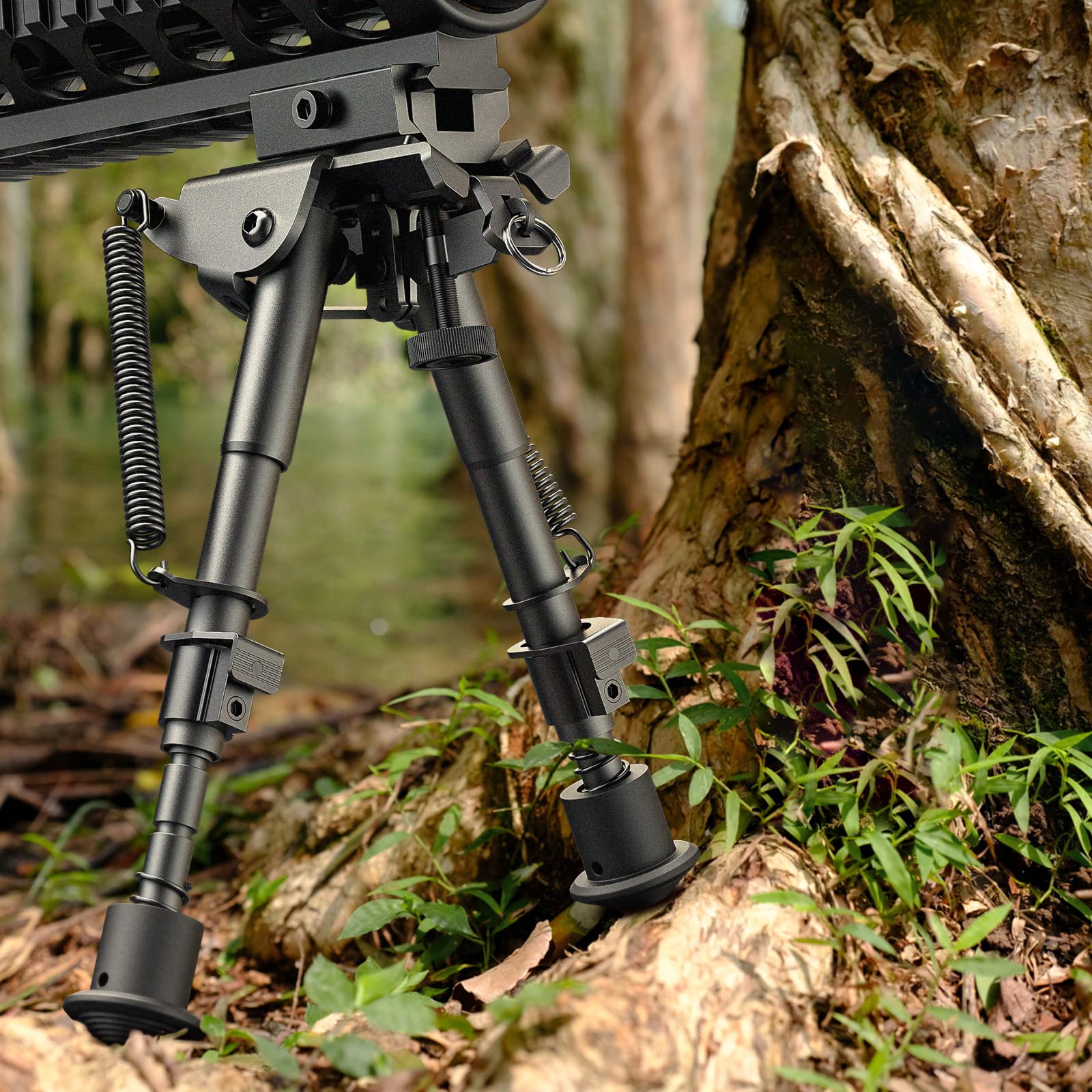 CVLIFE 6-9 Inches Picatinny Bipod Adjustable Spring Return with Picatinny Adapter (Black, 6''-9'')