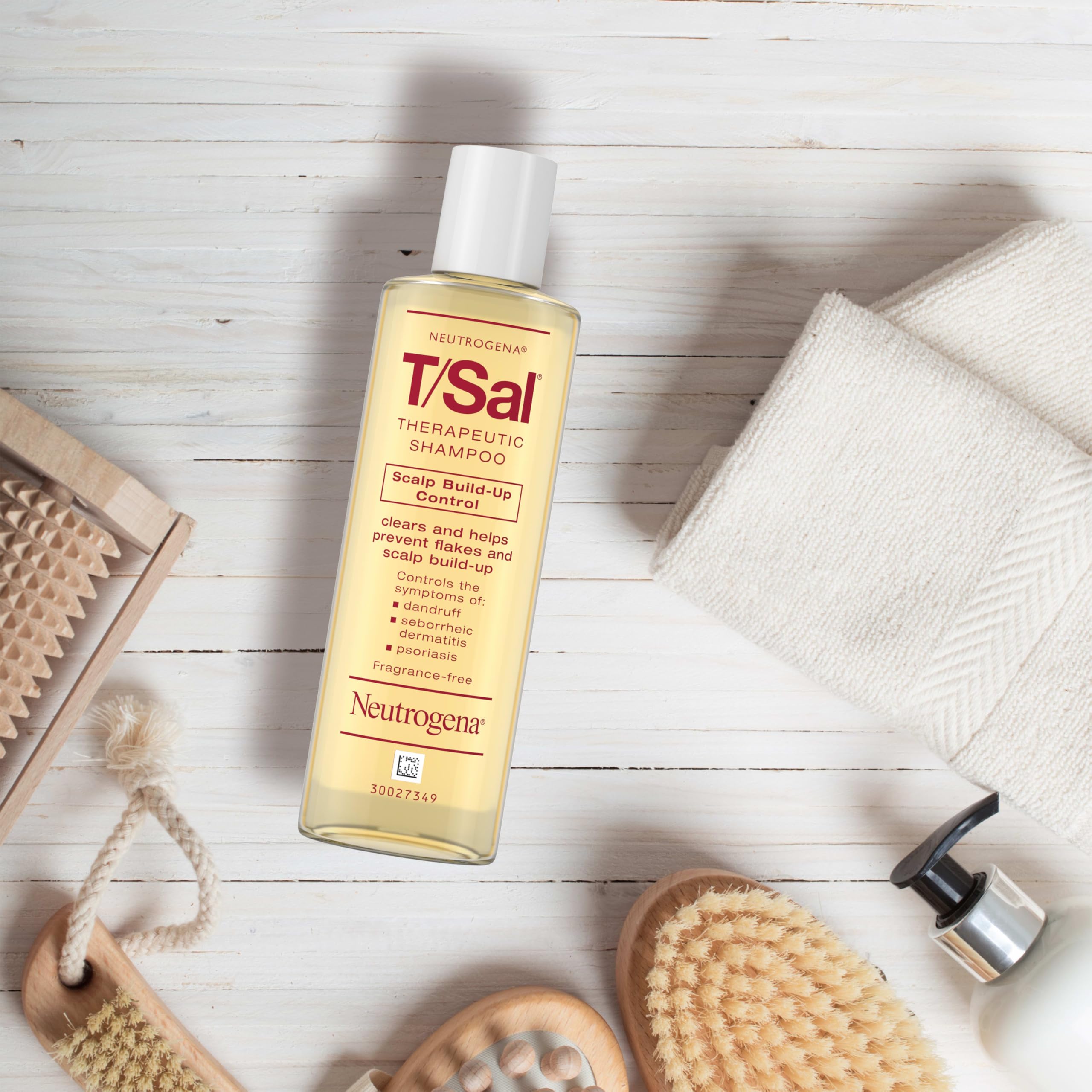 Neutrogena T/Sal Therapeutic Dandruff Shampoo, Scalp Build-Up Control, 3% Salicylic Acid, Scalp Psoriasis Treatment, Seborrheic Dermatitis Shampoo, Clears & Controls Flakes, Fragrance Free, 4.5 fl oz