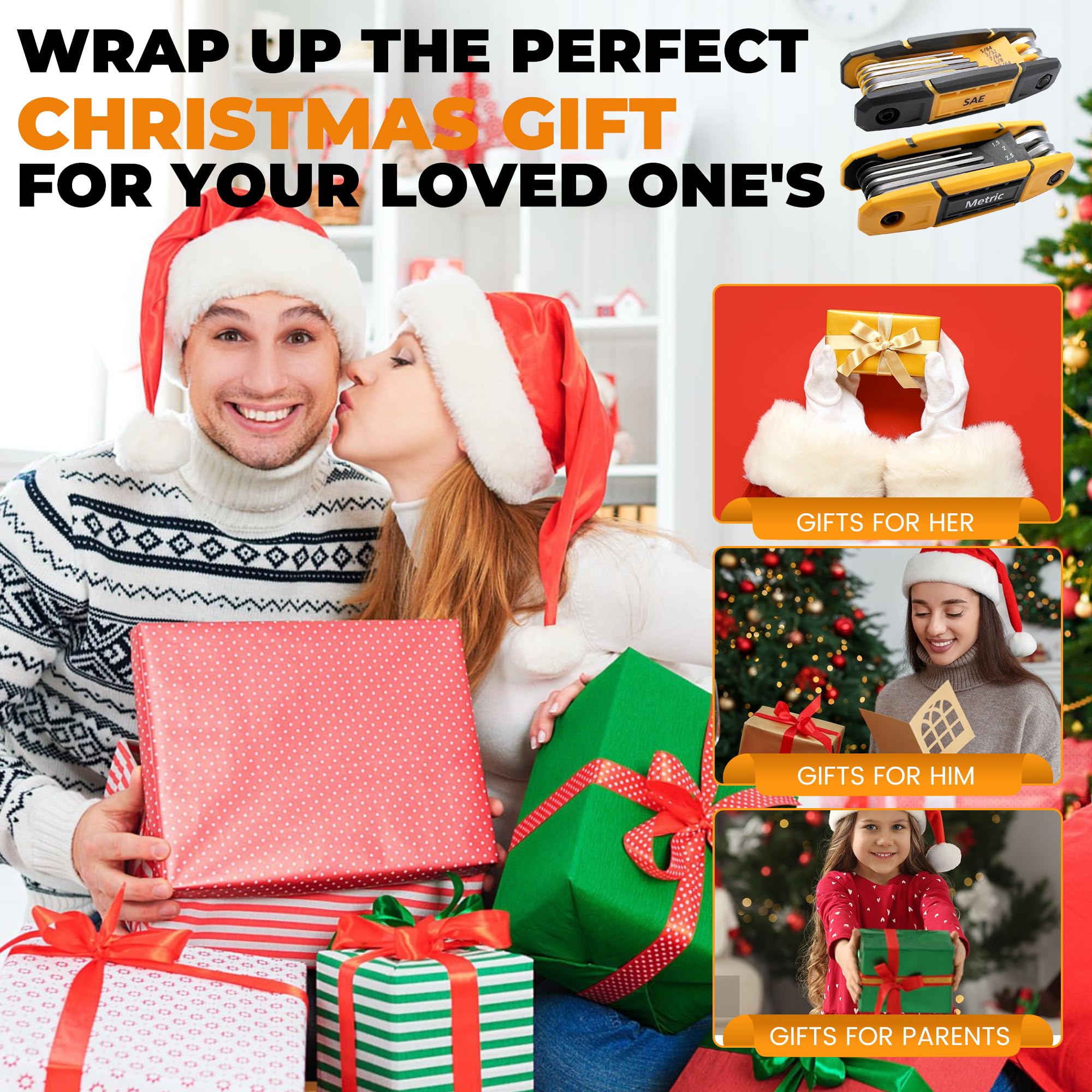 MULWARK 17pcs Folding Allen Wrench Set | Metric & Standard SAE - Key Tool 2 Pack Portable Hex for Basic Home Repair and General Applications