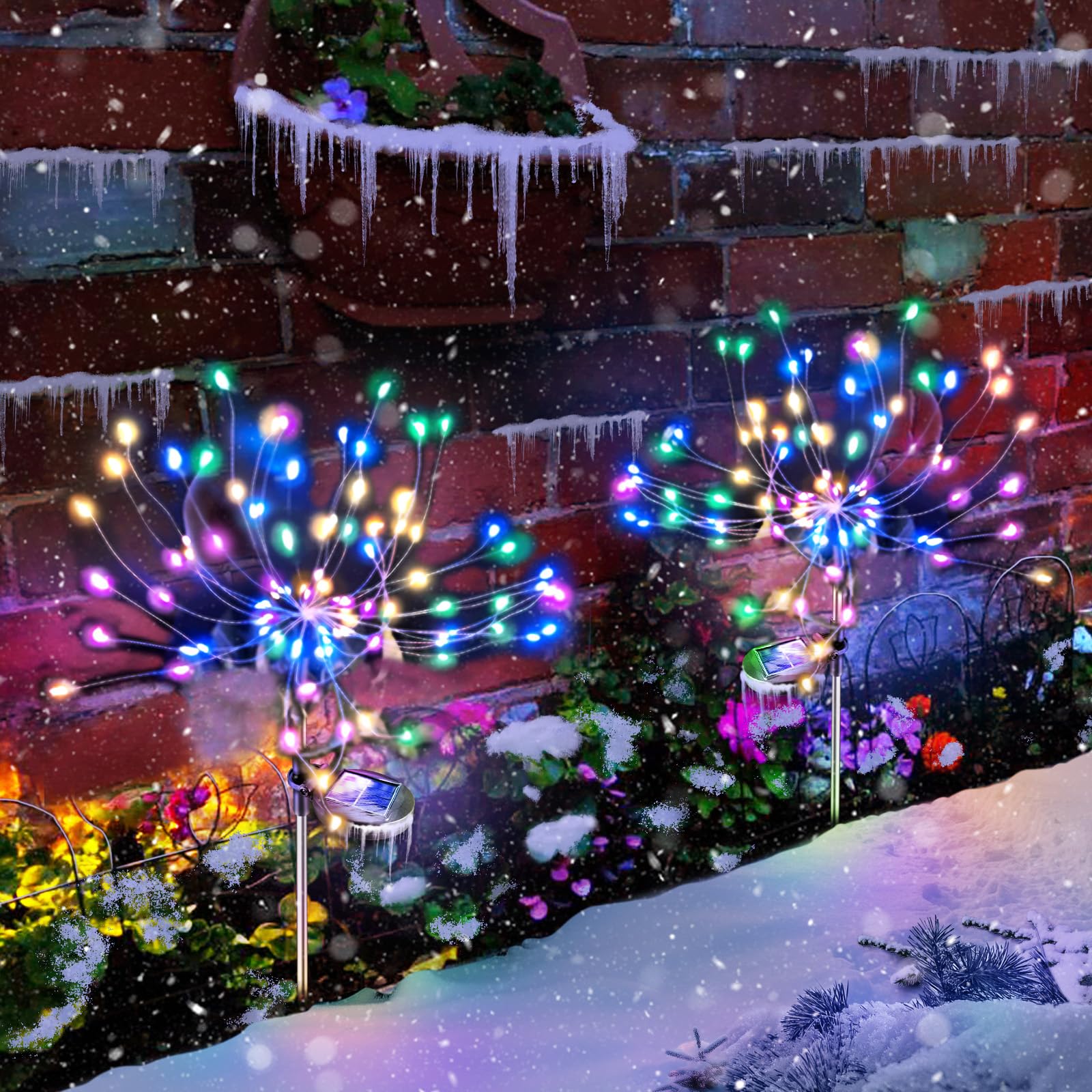 Anordsem Solar Lights Outdoor Waterproof: Garden Fireworks Light Colorful for Yard Decorative Outside - LED Sparklers Lamp Patio Pathway Christmas Decorations