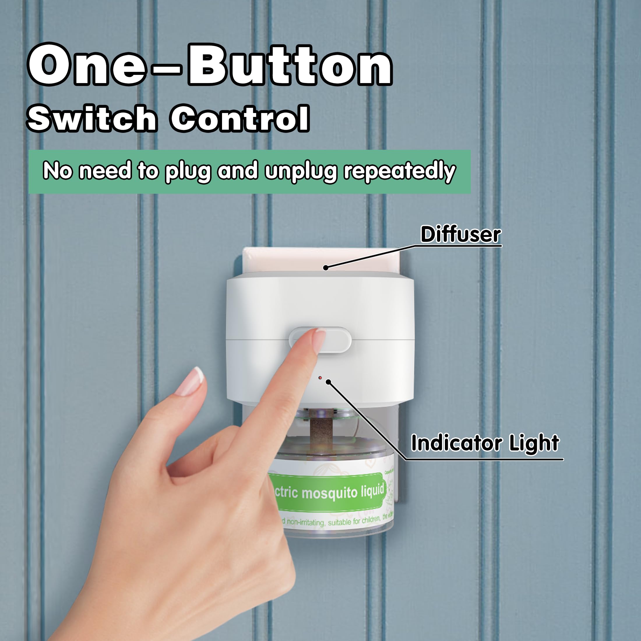 Ddrihlees Mosquito Repeller, Electronic Mosquito Repellent Plug in Indoor Use, Includes 2-Pack 280 Hr Repellent Refills, No Candles or Flames, DEET-Free, for Home, Bedroom, Office, Kitchen (White)