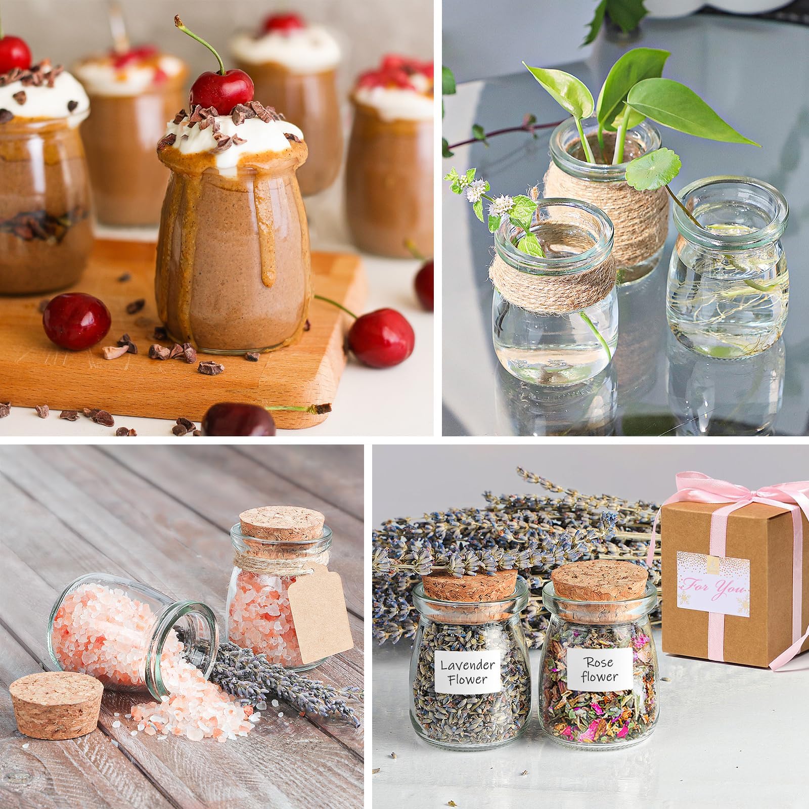 Ritayedet 40 Pack Glass Favor Jars with Cork Lid, 3.4 oz Small Glass Bottles for Wedding Favor, Baby Shower, Party Favor, Gift Jars for Candy, Bonus Twine and Labels