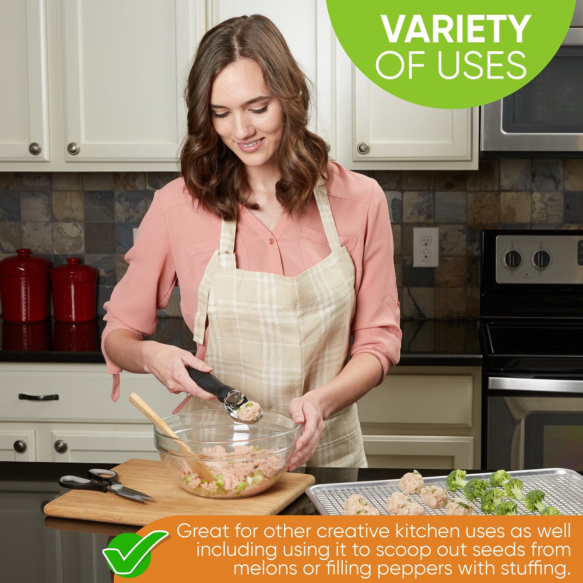 Spring Chef Heavy Duty Ice Cream Scoop with Comfortable Handle - Professional Ice Cream Scooper for Gelato, Sorbet, Cookie Dough, Melon, Frozen Yogurt - Dishwasher Safe Metal Kitchen Tool - Black