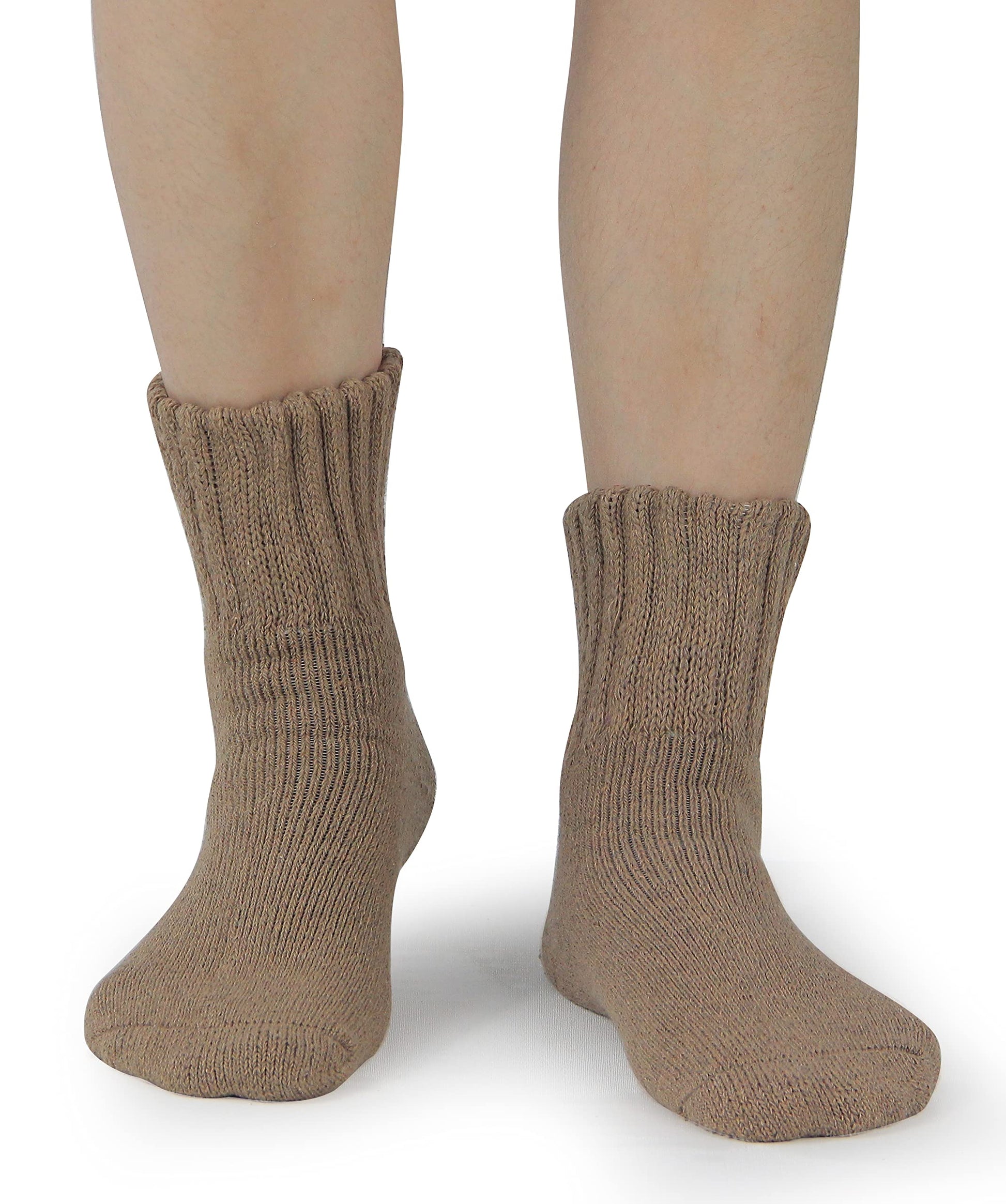 BenSorts Women Warm Solid Socks Thick Ladies Warm Cozy Crew Socks for Female Dark Light Brown Beige 3 Pairs Pack