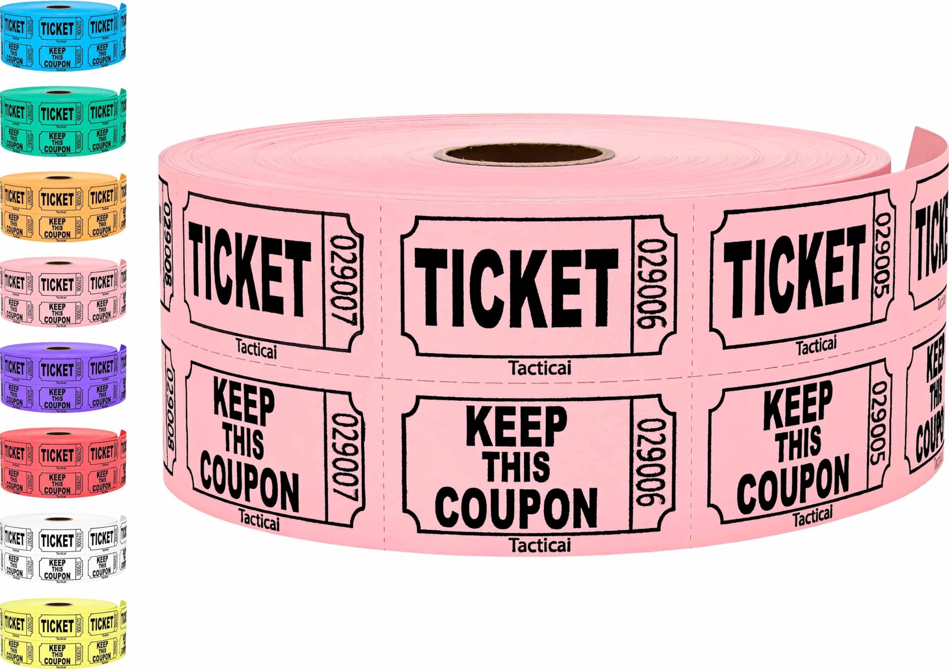 1000 Tacticai Raffle Tickets, Blue (8 Color Selection), Double Roll, Ticket for Events, Entry, Class Reward, Fundraiser & Prizes