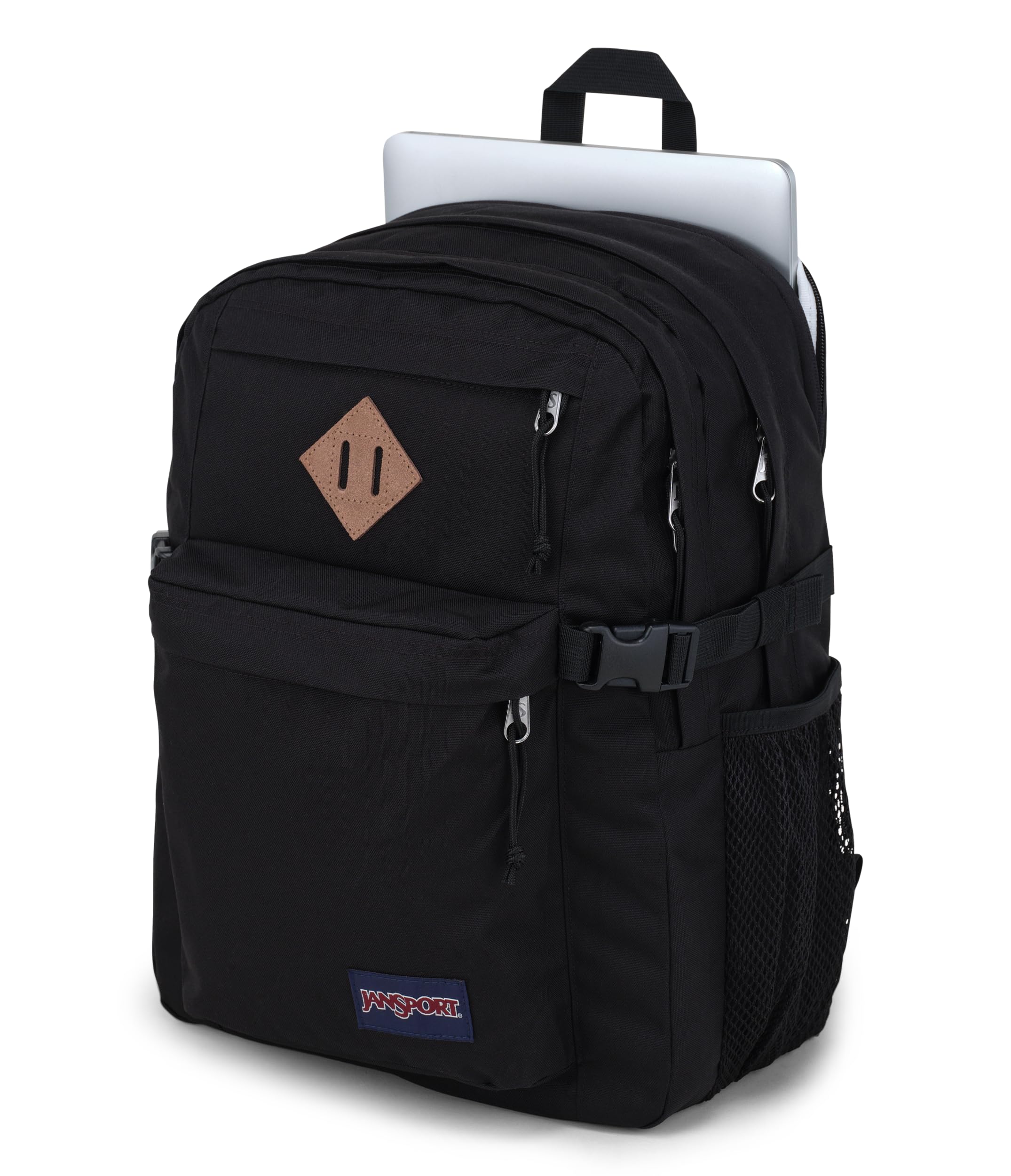 JanSport Main Campus Backpack - Travel or Work backpack w 15-Inch Laptop Sleeve and Dual Water Bottle Pockets, Black